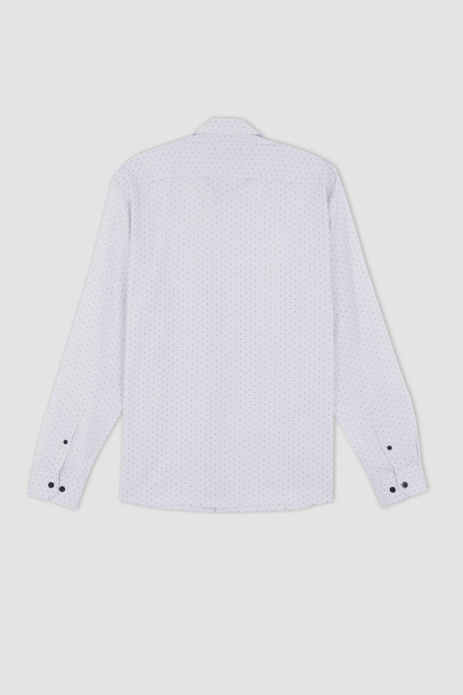 White MAN Modern Fit Polo Neck Printed Long Sleeve Shirt 2631331 