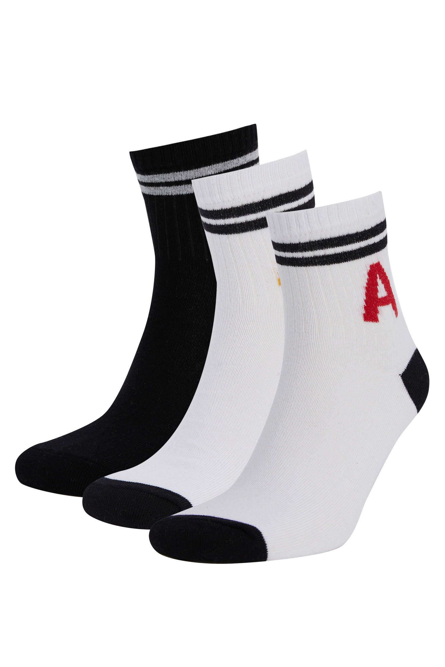 Defacto Harf İşlemeli 3'lü Soket Tenis Çorabı. 3