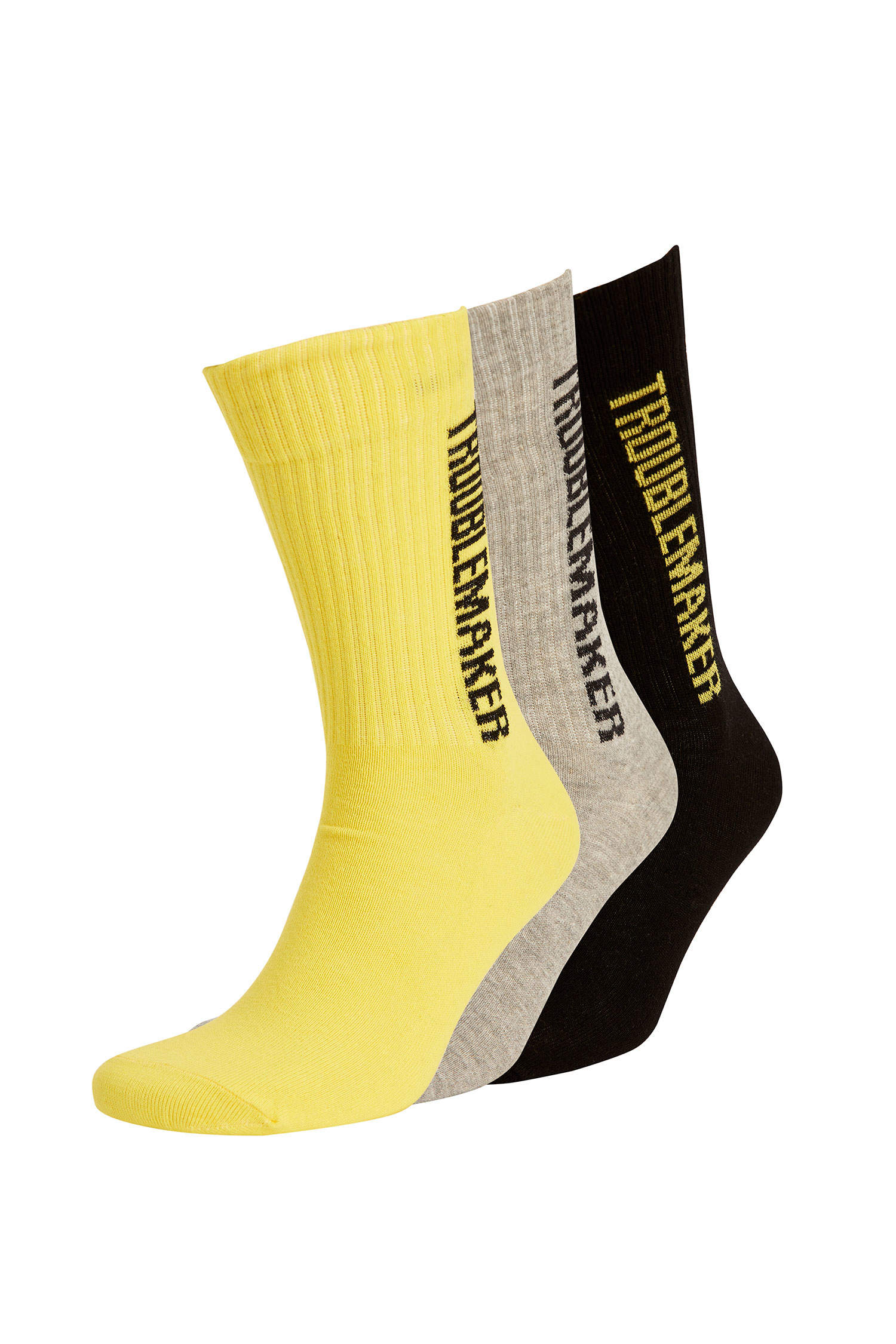 Defacto Erkek Slogan İşlemeli 3'lü Soket Çorap. 3