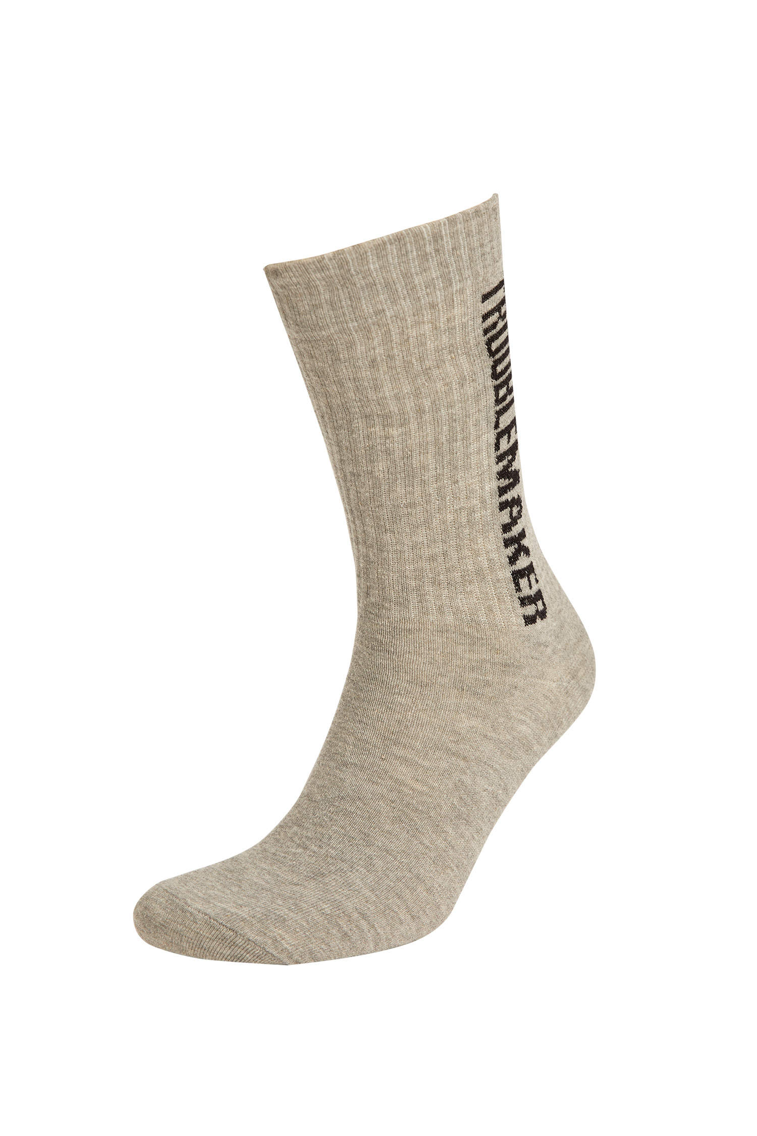 Defacto Erkek Slogan İşlemeli 3'lü Soket Çorap. 1