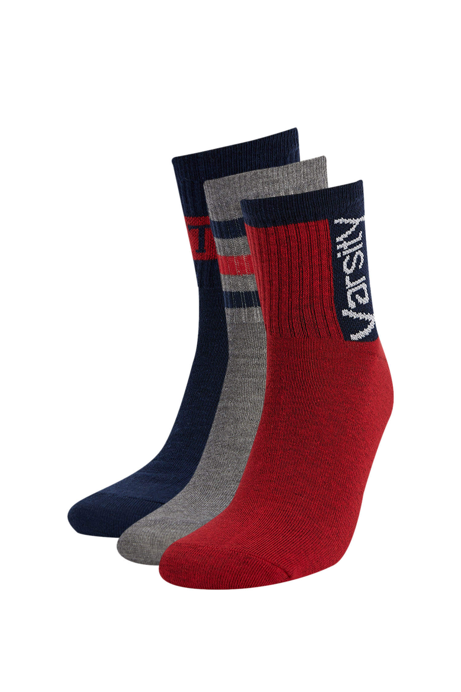 Mixed Color MAN 3 Pack Printed Tennis Socks 2091583 | DeFacto
