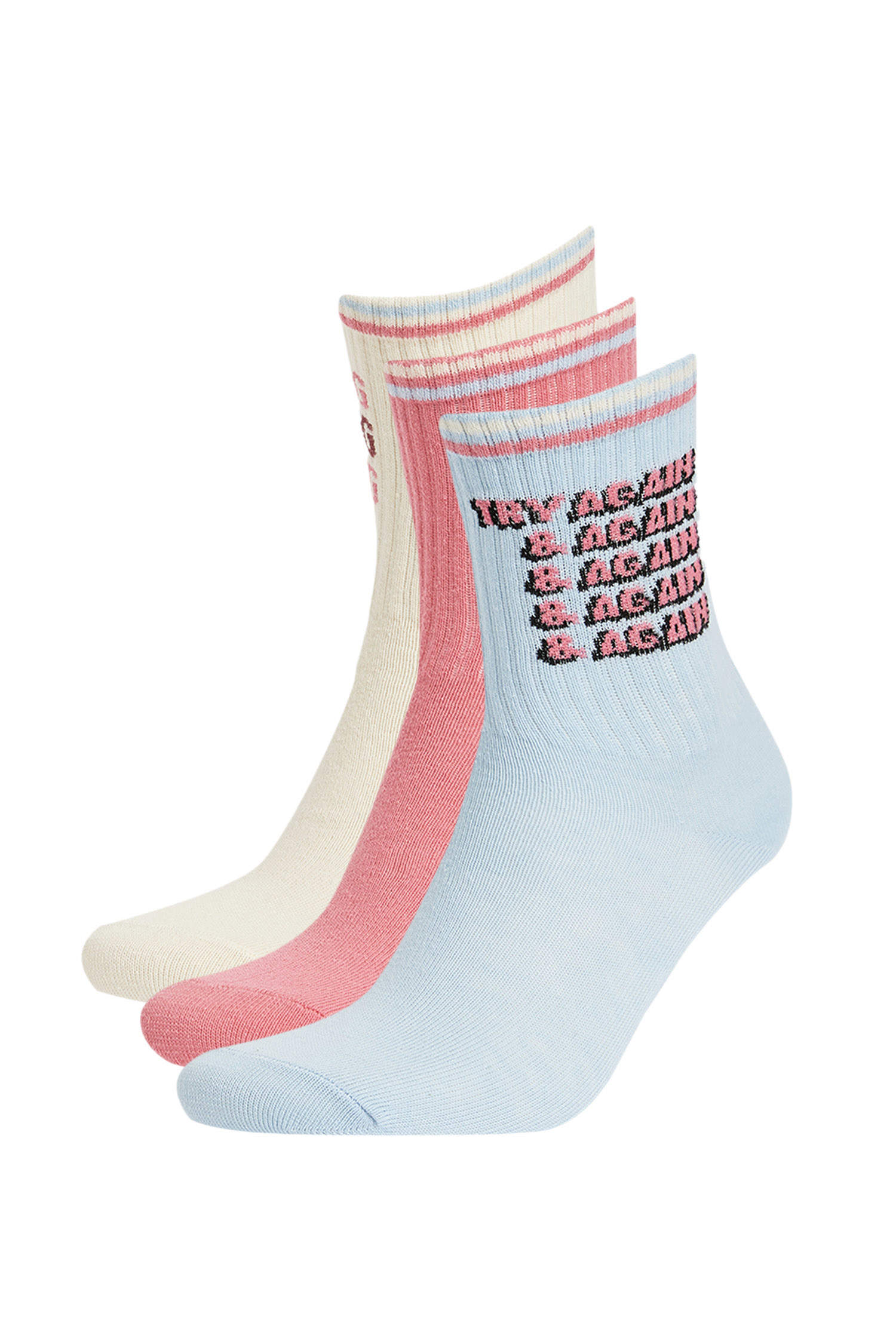 Defacto Kadın Desenli 3'lü Soket Çorap. 1