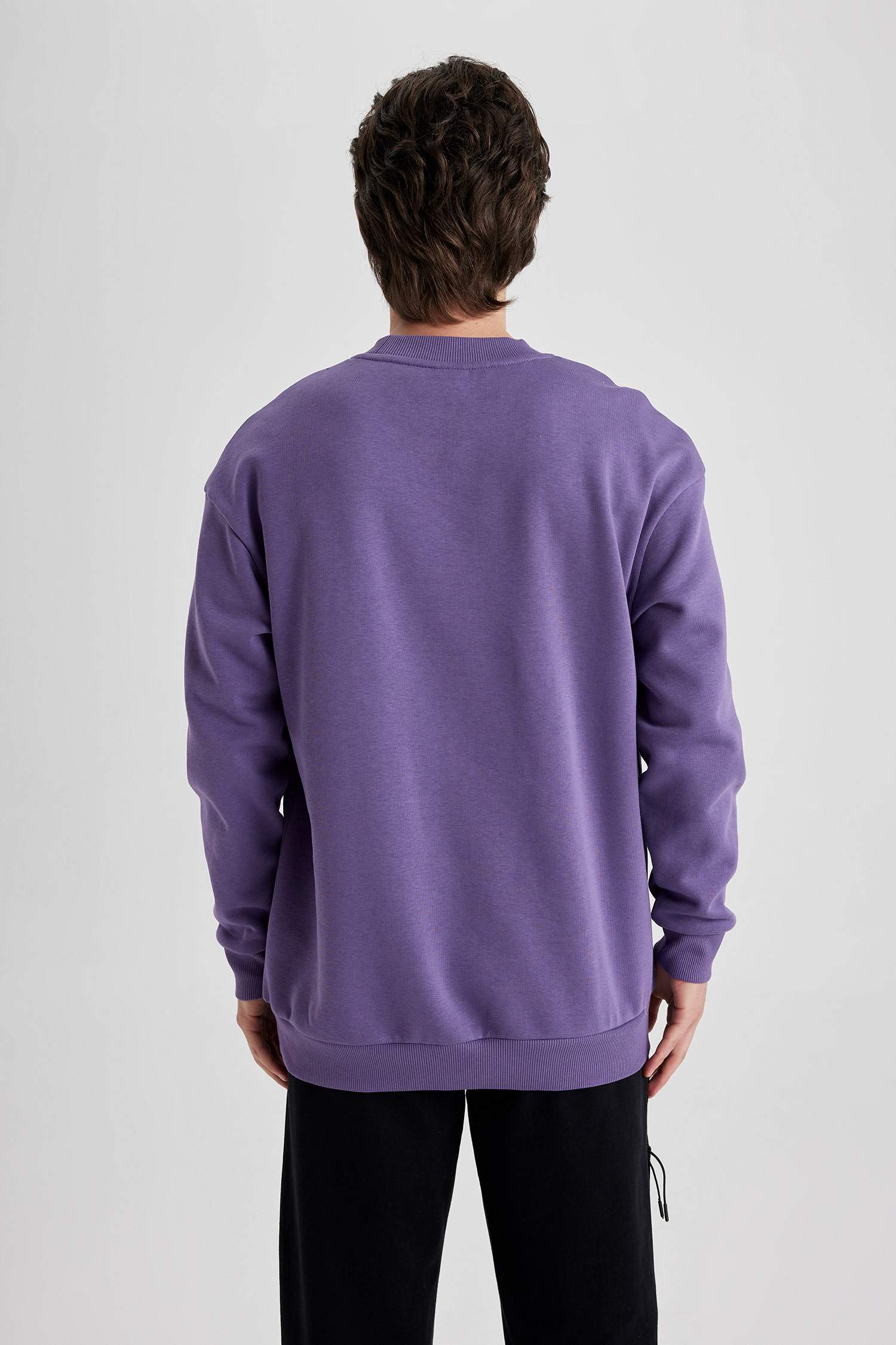 Sweat- Shirt Longue Coupe Boxy Col Rond À Manches