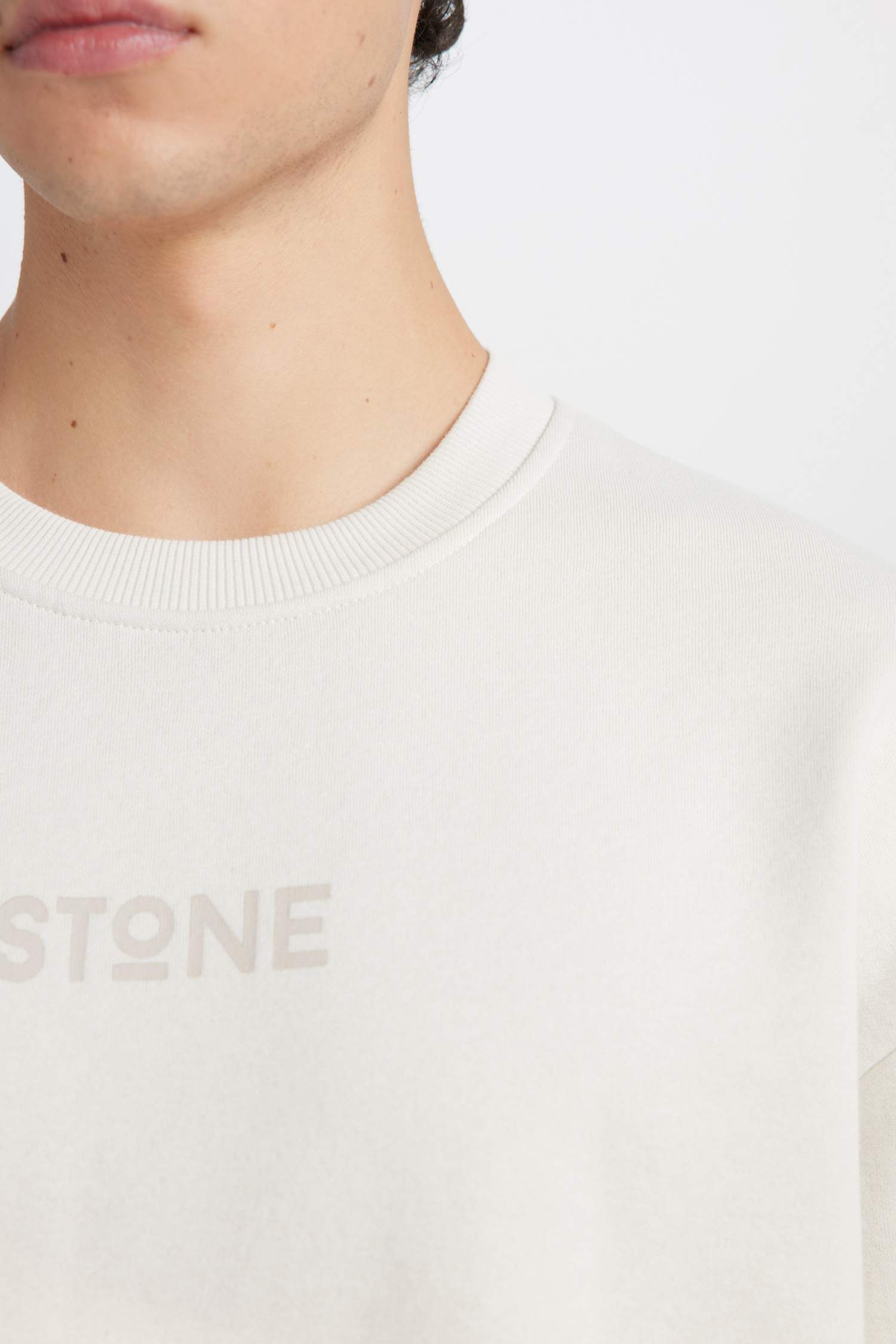 Boxy Fit Bisiklet Yaka Baskılı Sweatshirt