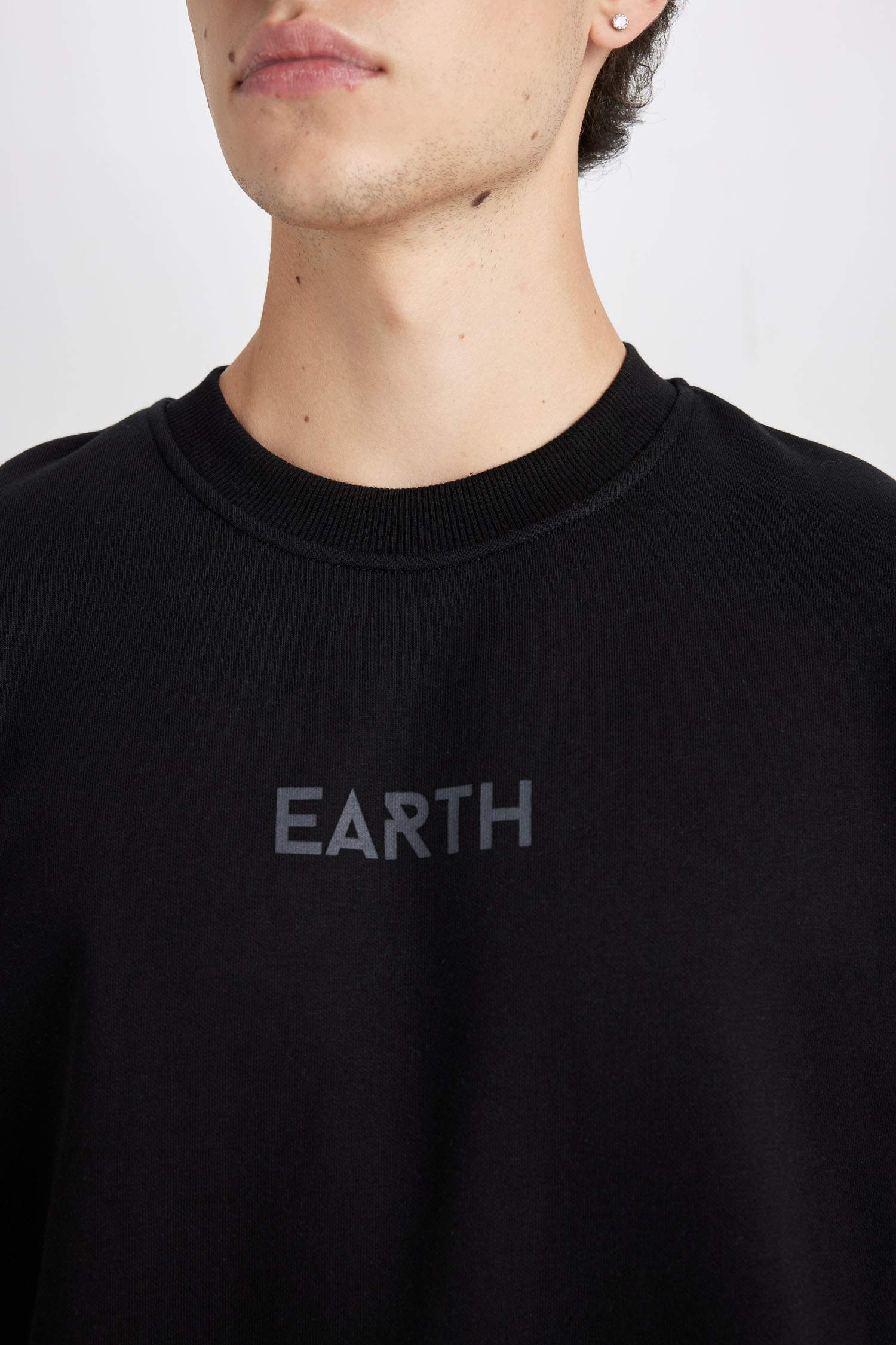 Sweat İmprimé Oversize En Coton À Col Rond