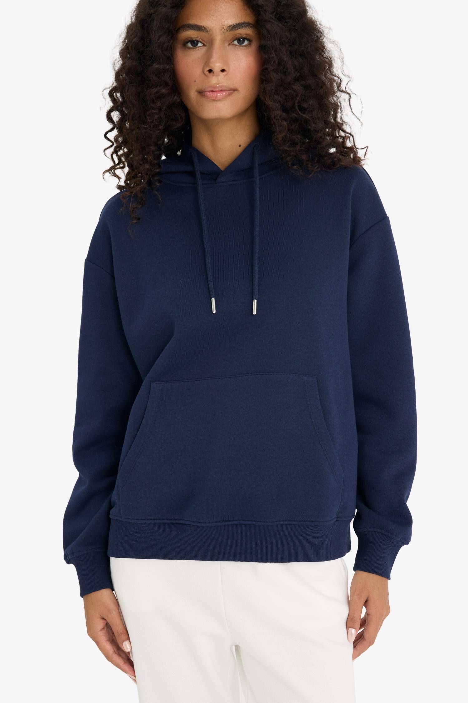 Regular Fit Hooded Basic Thick Fabric Sweatshirt