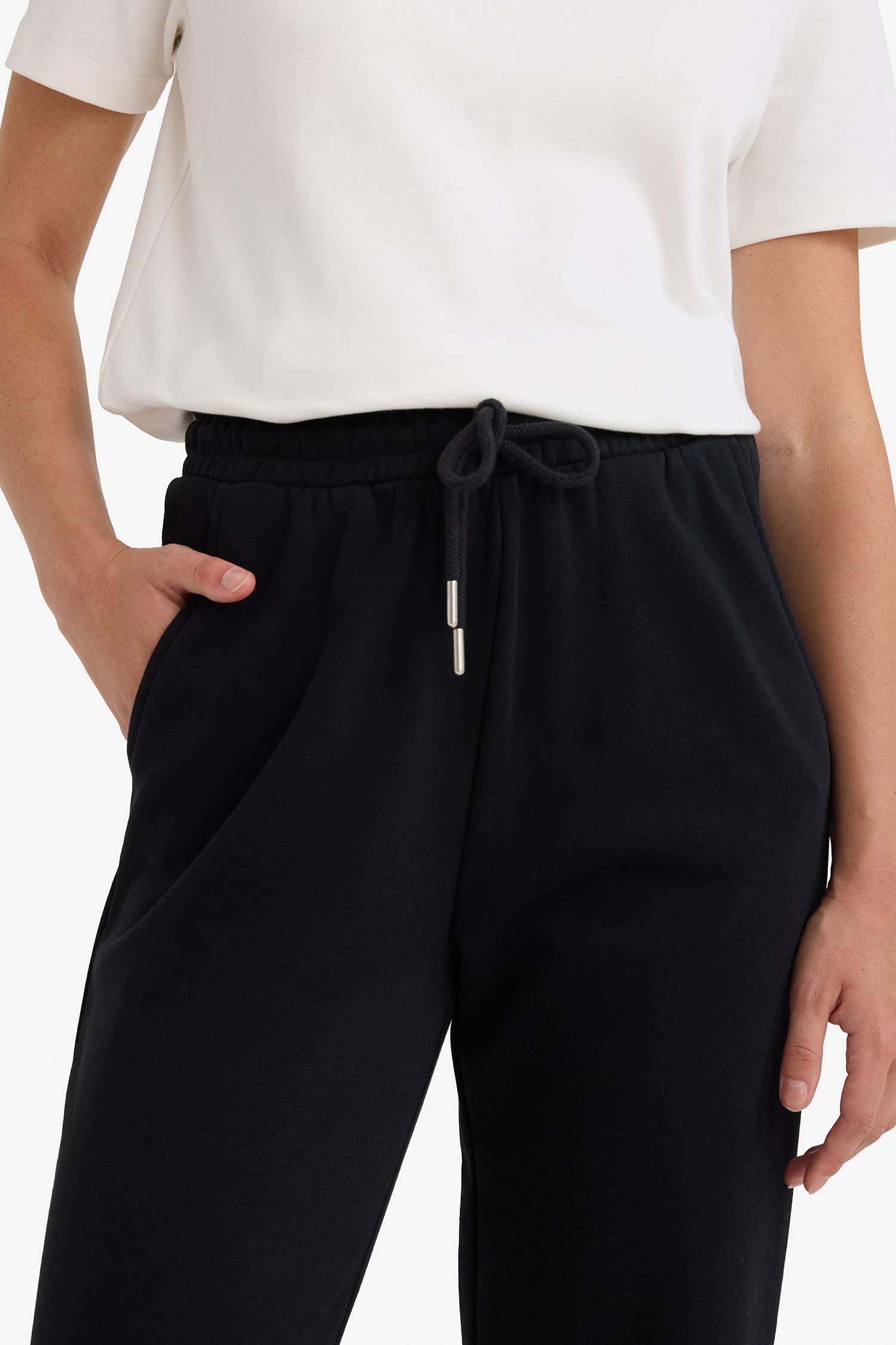 Jogger Fit Basic High Waist Thick Fabric Trousers