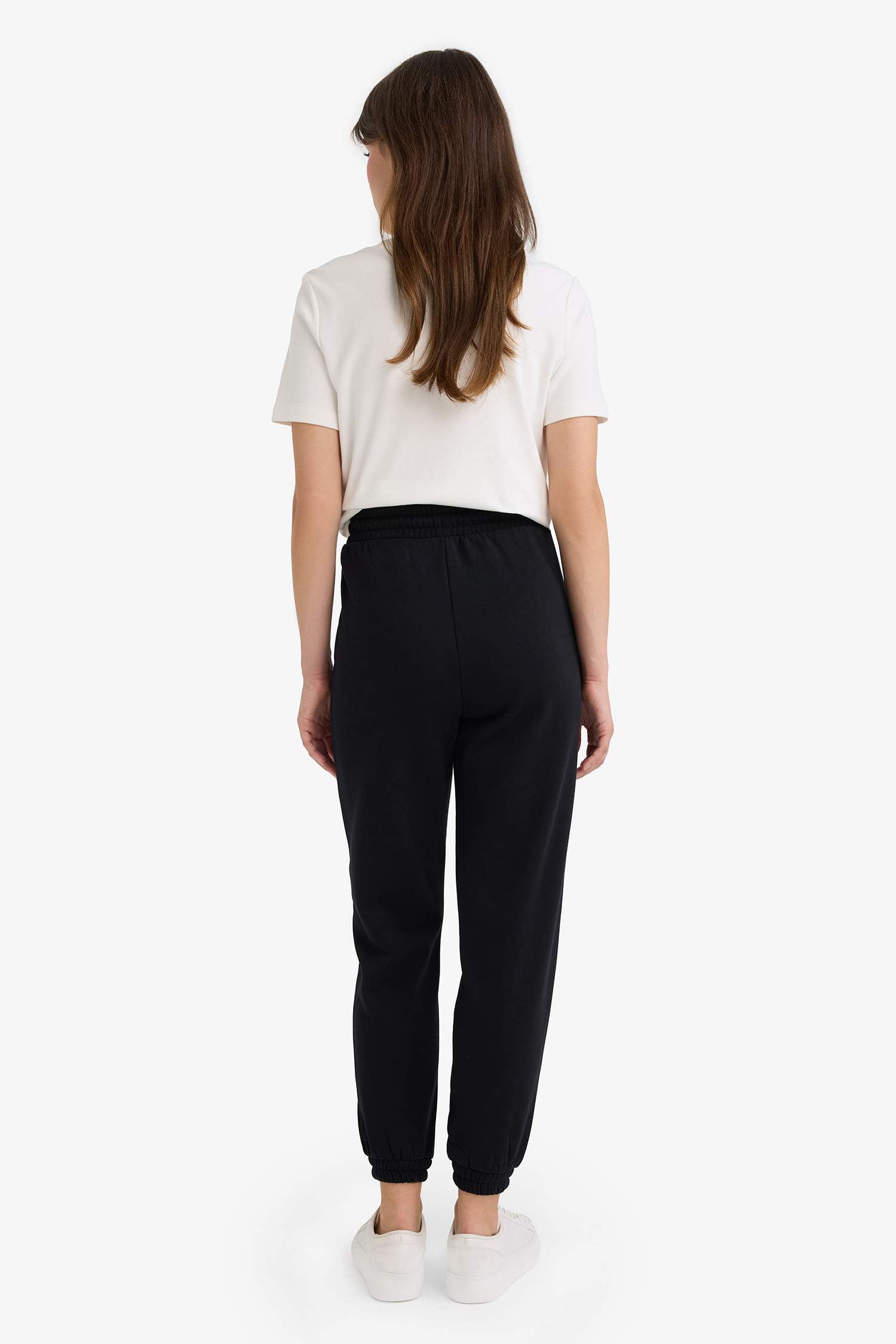 Jogger Fit Basic High Waist Thick Fabric Trousers