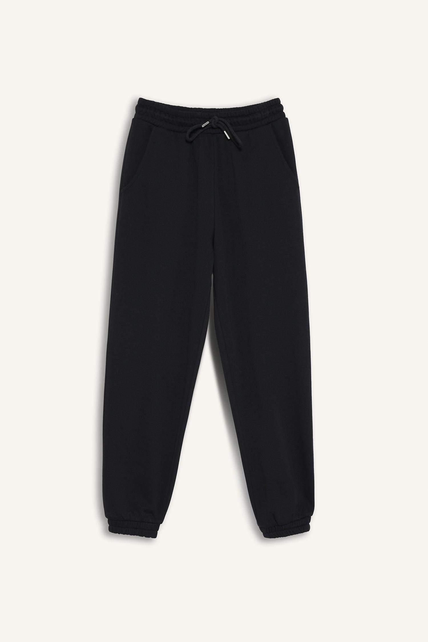 Jogger Fit Basic High Waist Thick Fabric Trousers