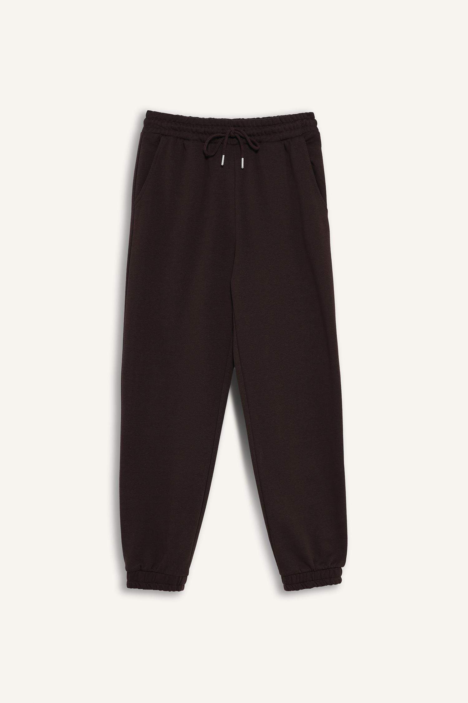 بنطرون سادة جوجر فيت ثقيل بخصر عالي