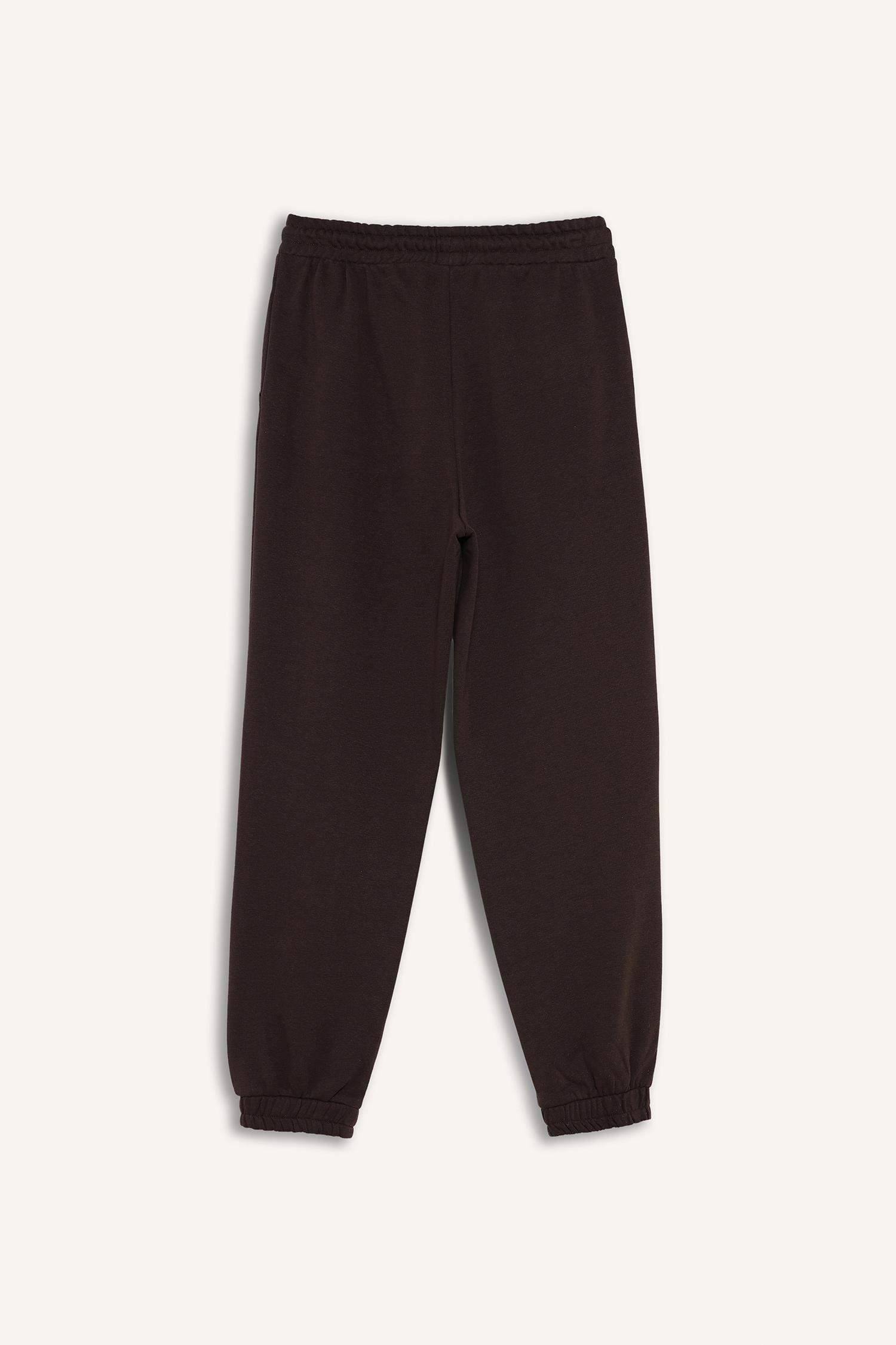 بنطرون سادة جوجر فيت ثقيل بخصر عالي