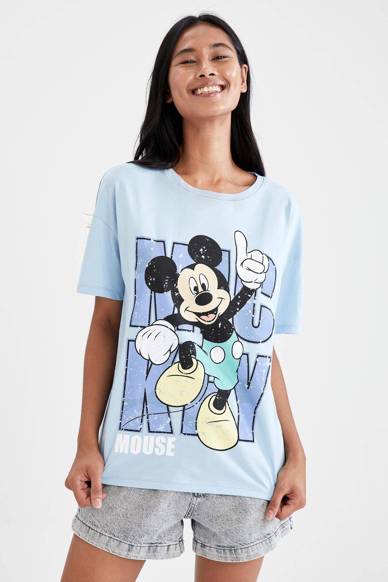 Defacto Coool Mickey Mouse Lisanslı Oversize Fit Kısa Kollu Tişört. 1