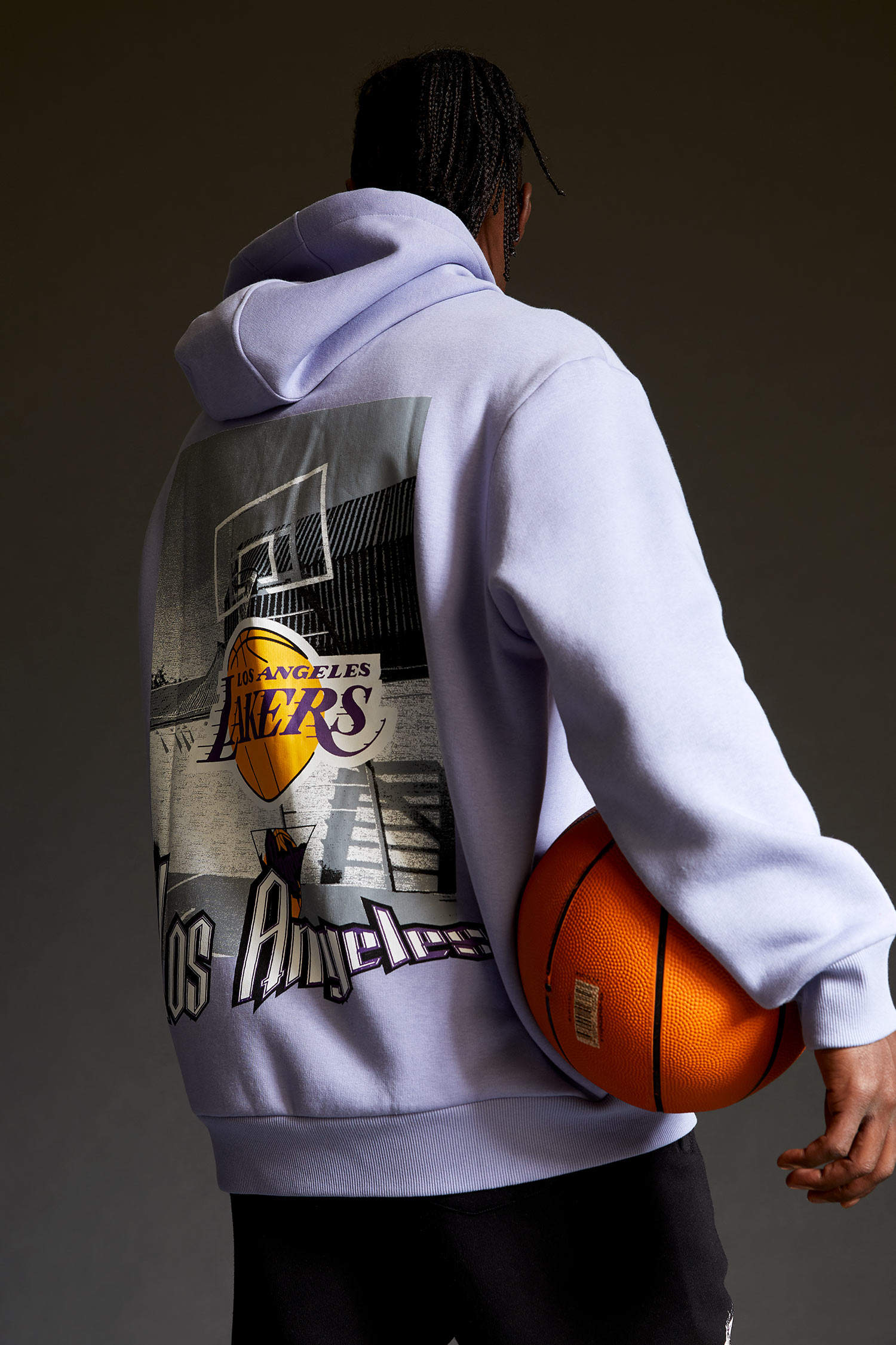 Defacto Fit NBA Los Angeles Lakers Lisanslı Oversize Fit Kapüşonlu Sırt Baskılı Sweatshirt