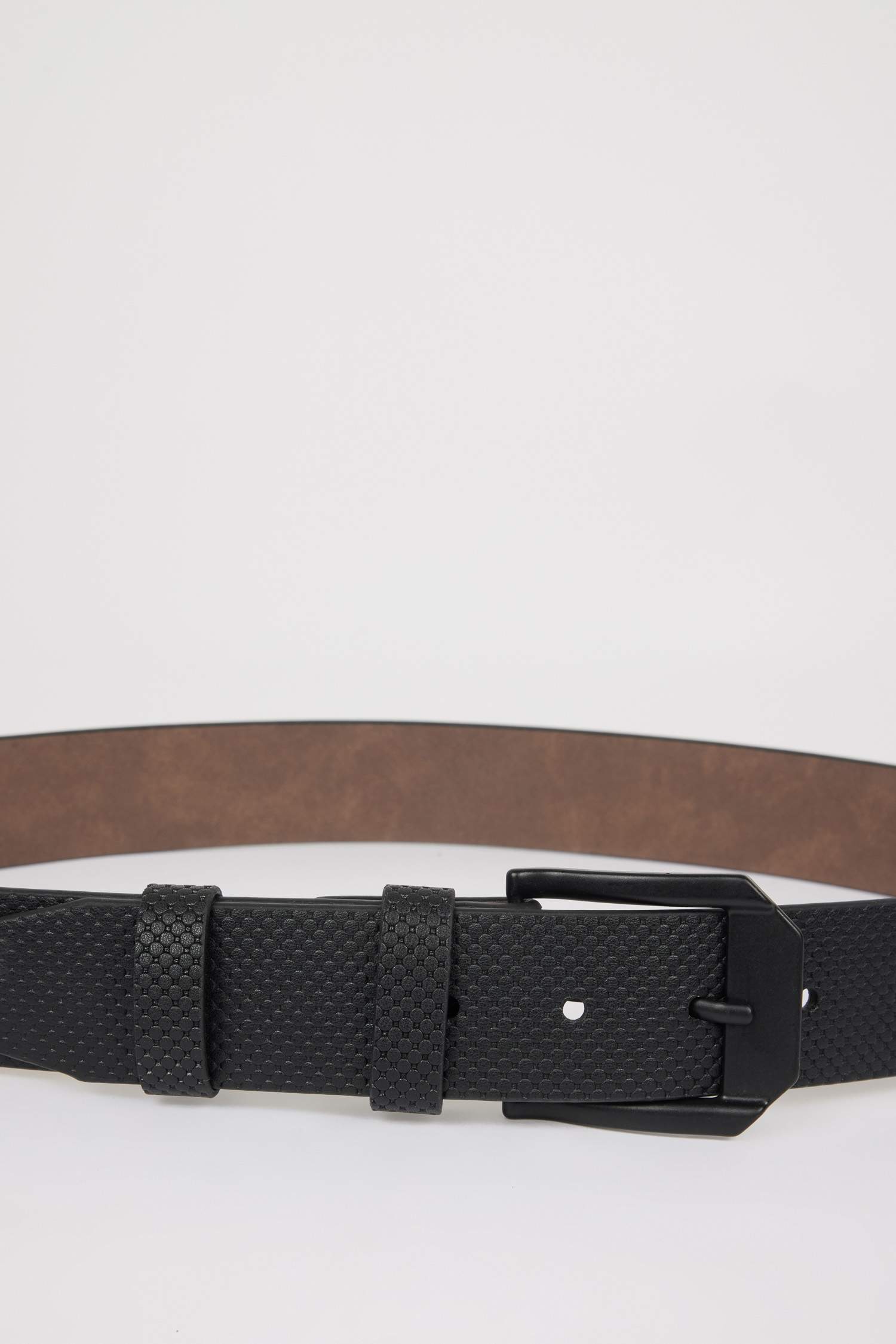 Erkek Dikdörtgen Toka Suni Deri Jean Kemeri