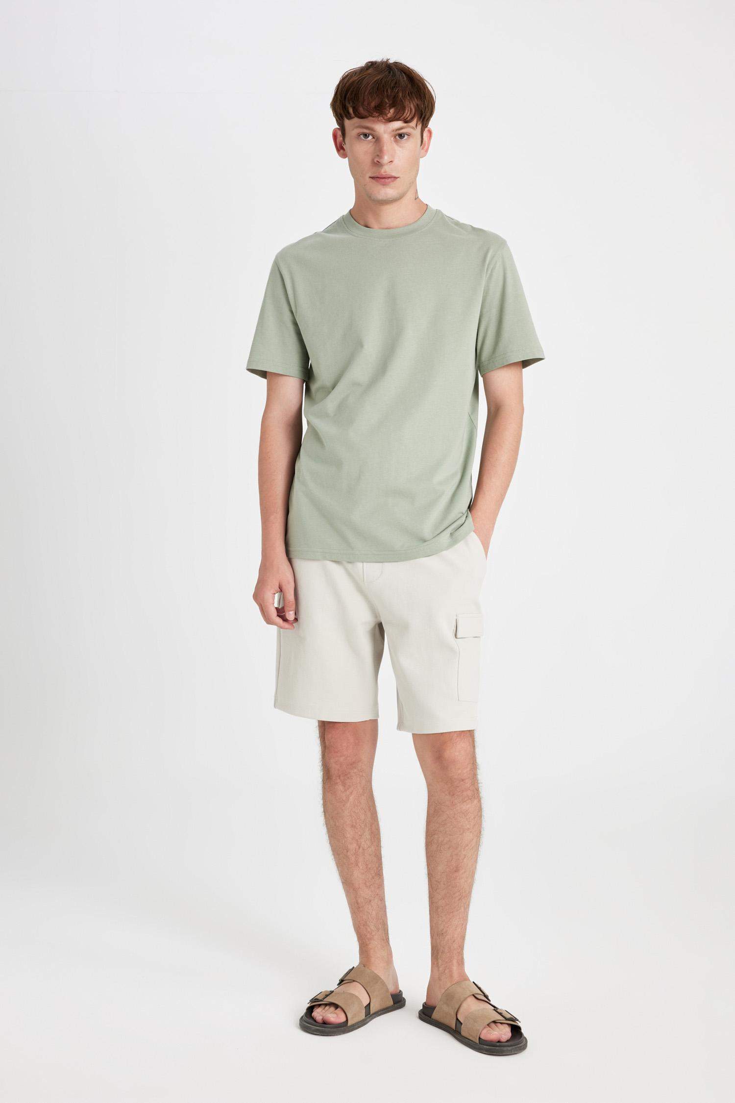 %100 Pamuk New Regular Fit Bisiklet Yaka Basic Düz Kısa Kollu Tişört