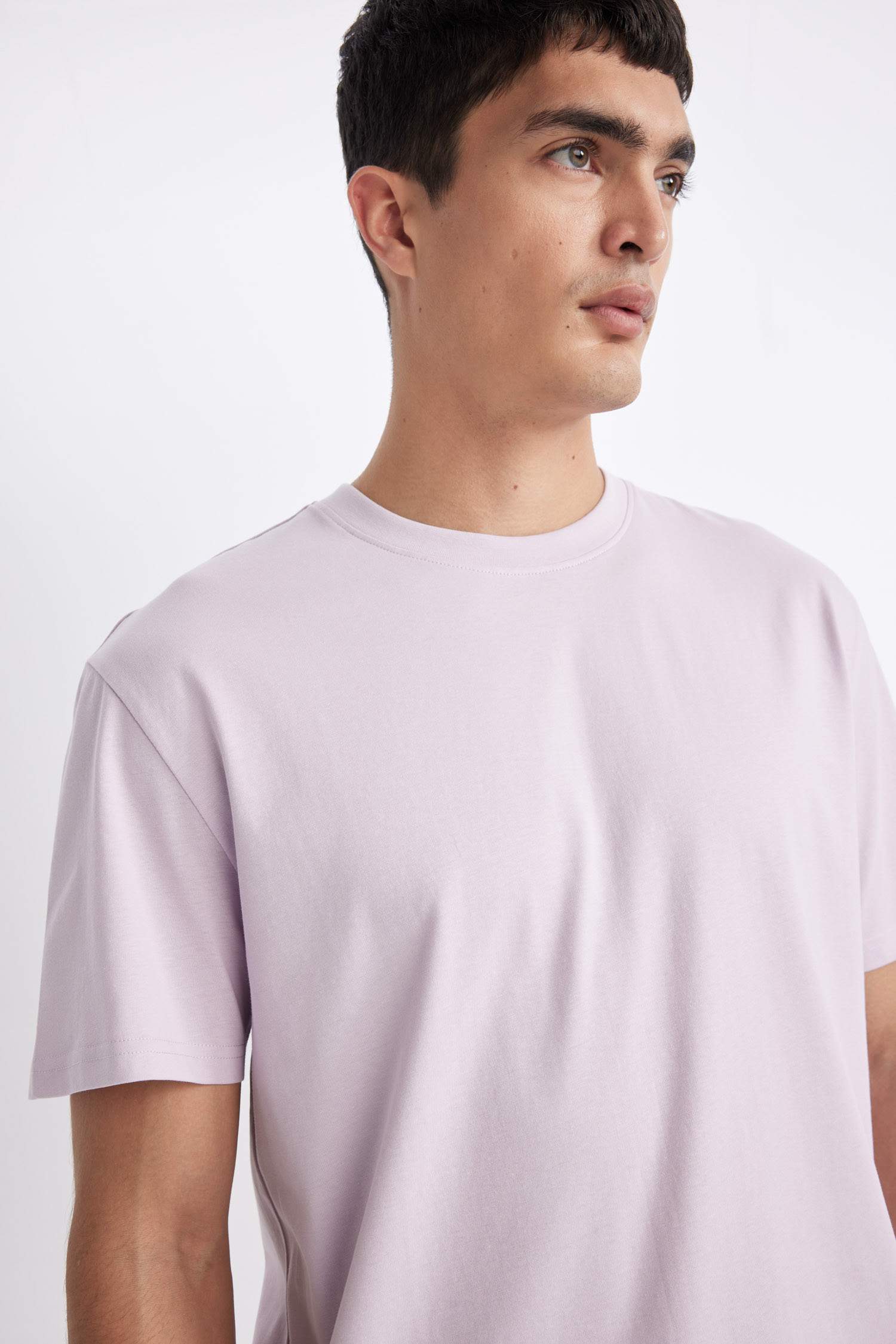 %100 Pamuk New Regular Fit Bisiklet Yaka Basic Düz Kısa Kollu Tişört