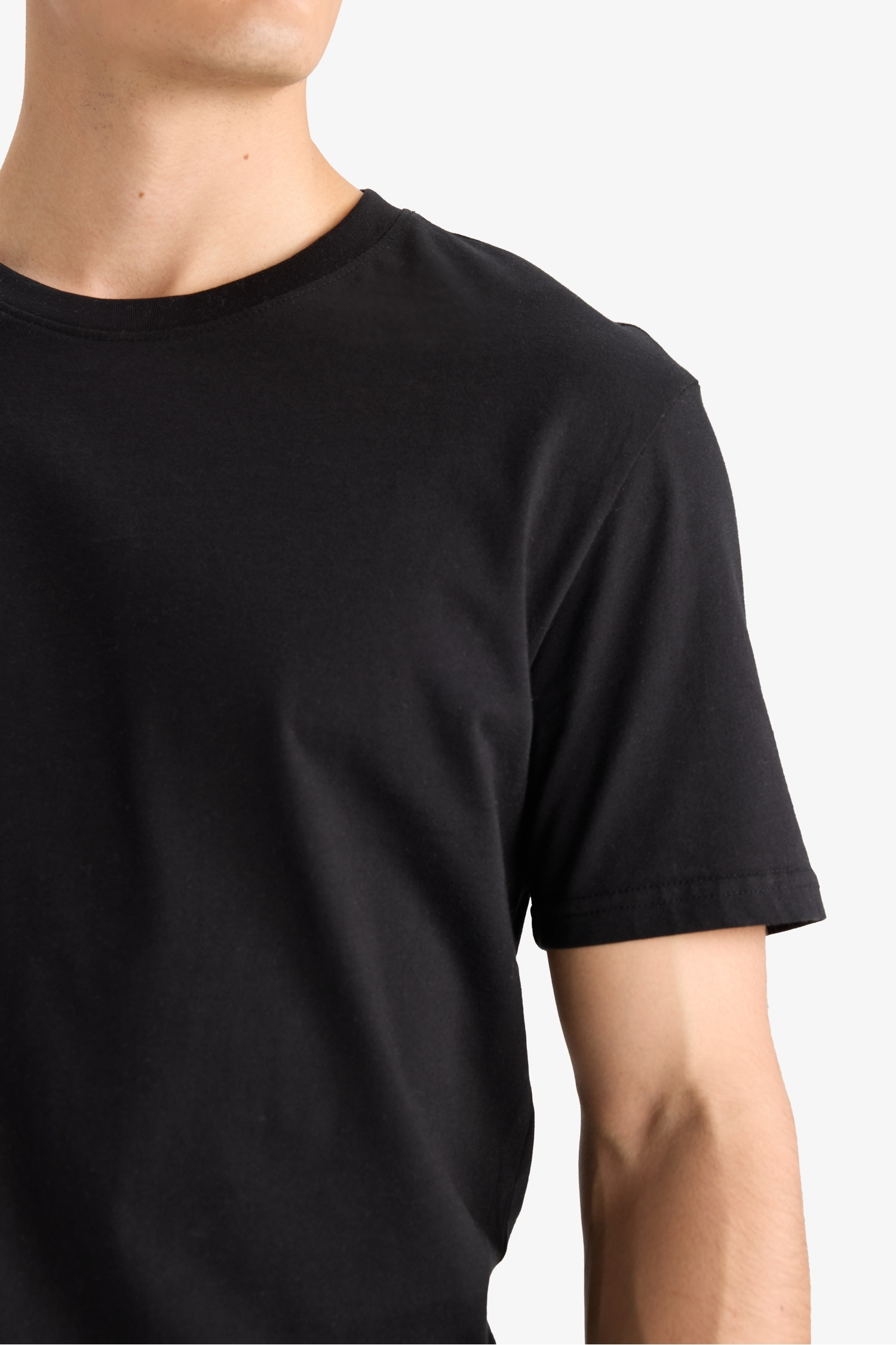 تيشيرت قطن قصة عادية برقبة مستديرة