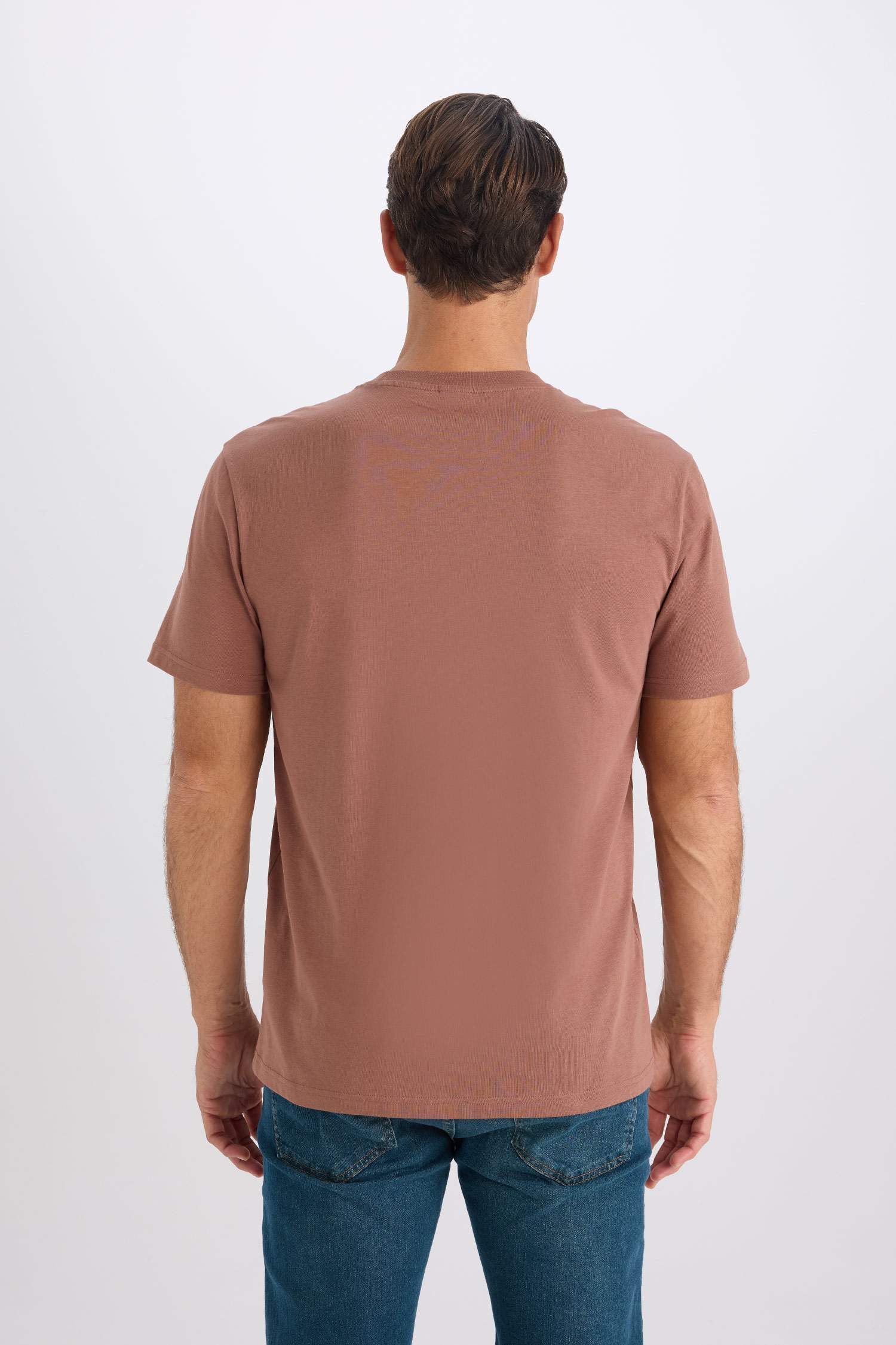 %100 Pamuk New Regular Fit Bisiklet Yaka Basic Düz Kısa Kollu Tişört