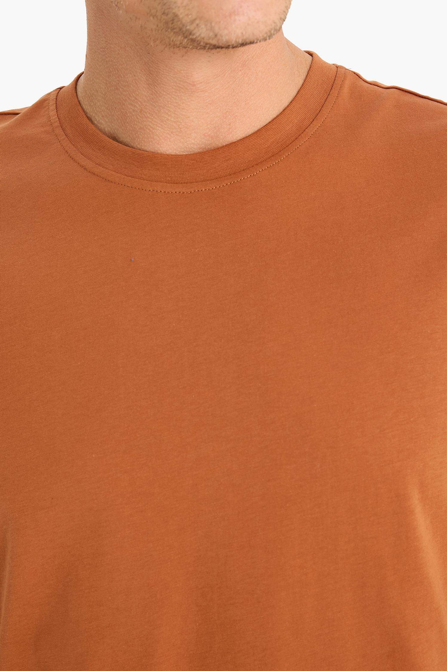 %100 Pamuk New Regular Fit Bisiklet Yaka Basic Düz Kısa Kollu Tişört