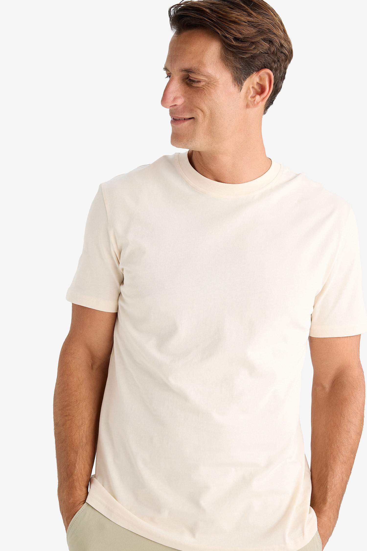 New Regular Fit Crew Neck Basic T-Shirt