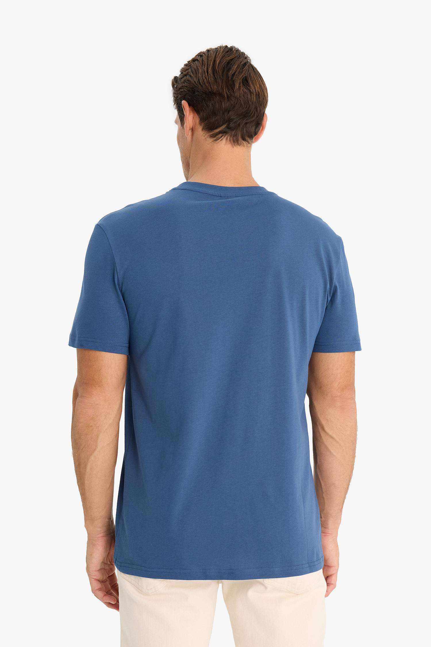 %100 Pamuk New Regular Fit Bisiklet Yaka Basic Düz Kısa Kollu Tişört