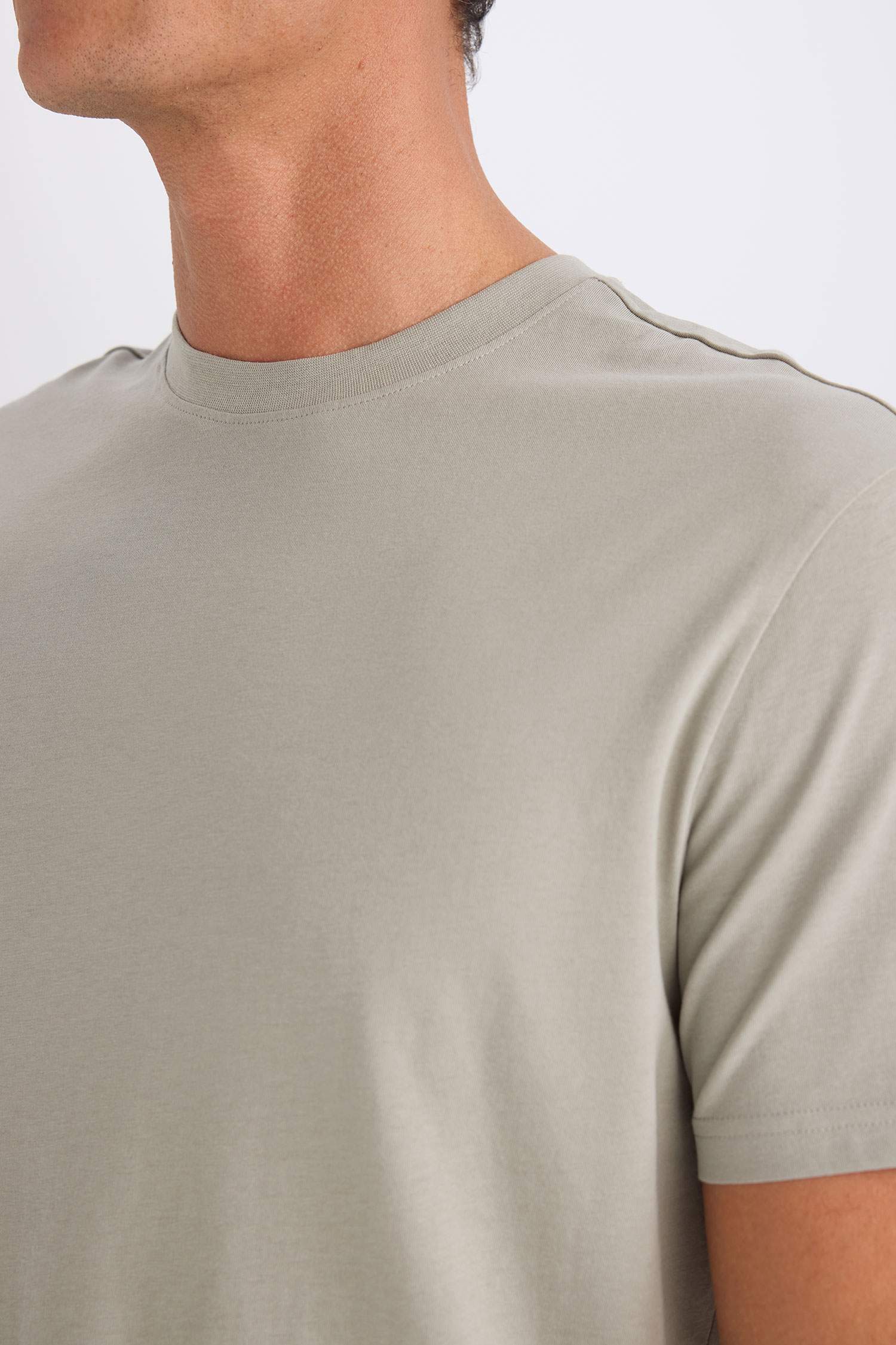 %100 Pamuk New Regular Fit Bisiklet Yaka Basic Düz Kısa Kollu Tişört