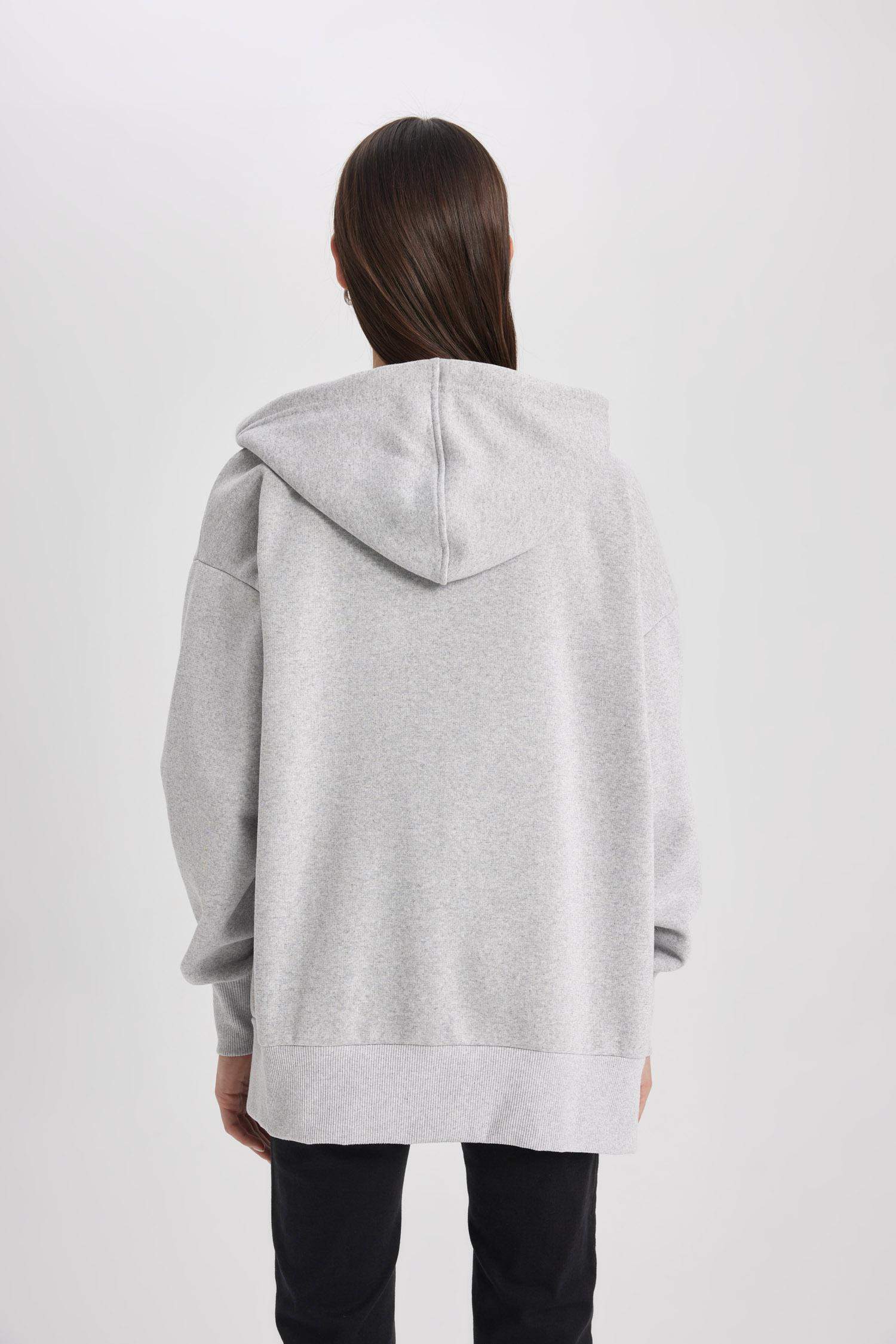 جاكيت قماش سميك اوفر سايز بغطاء للرأس