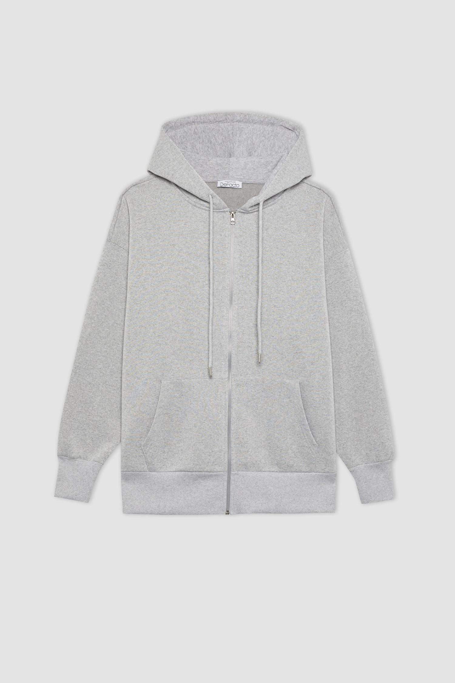 جاكيت قماش سميك اوفر سايز بغطاء للرأس