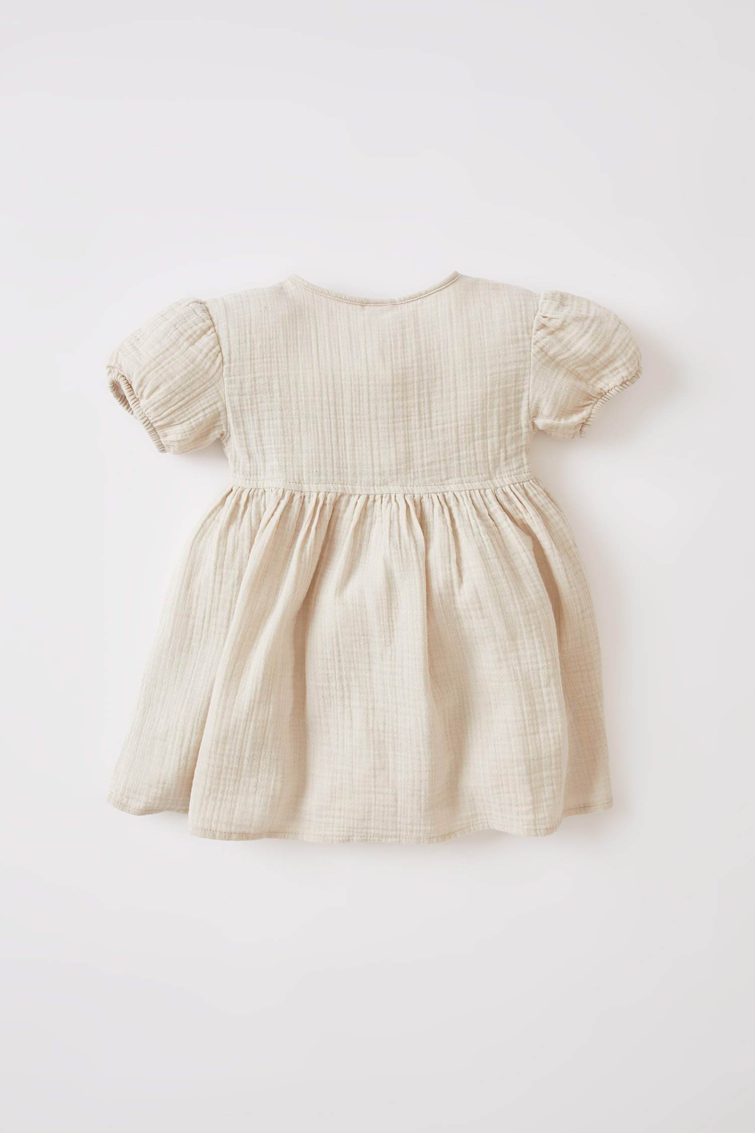 Ecru BABY GIRL Regular Fit Short Sleeve Mini Muslin Dress 2179744 | DeFacto
