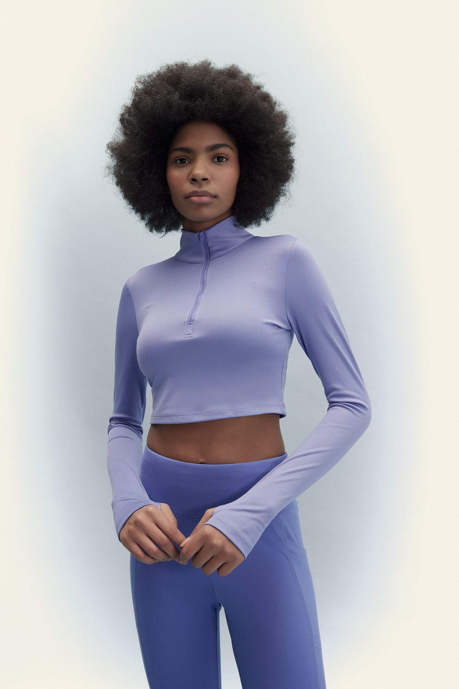 Slim Fit Zippered High Collar T-Shirt