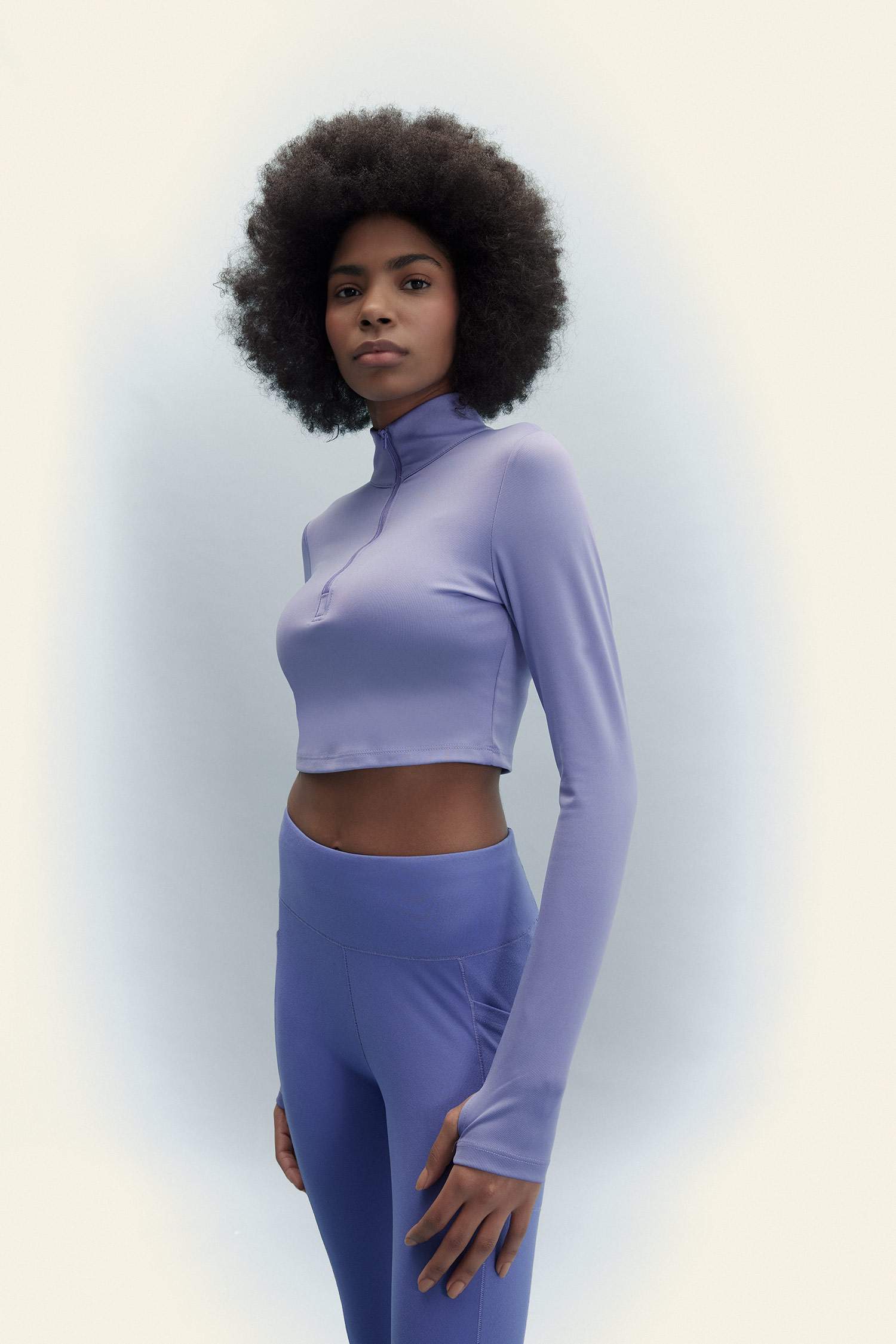 Slim Fit Zippered High Collar T-Shirt