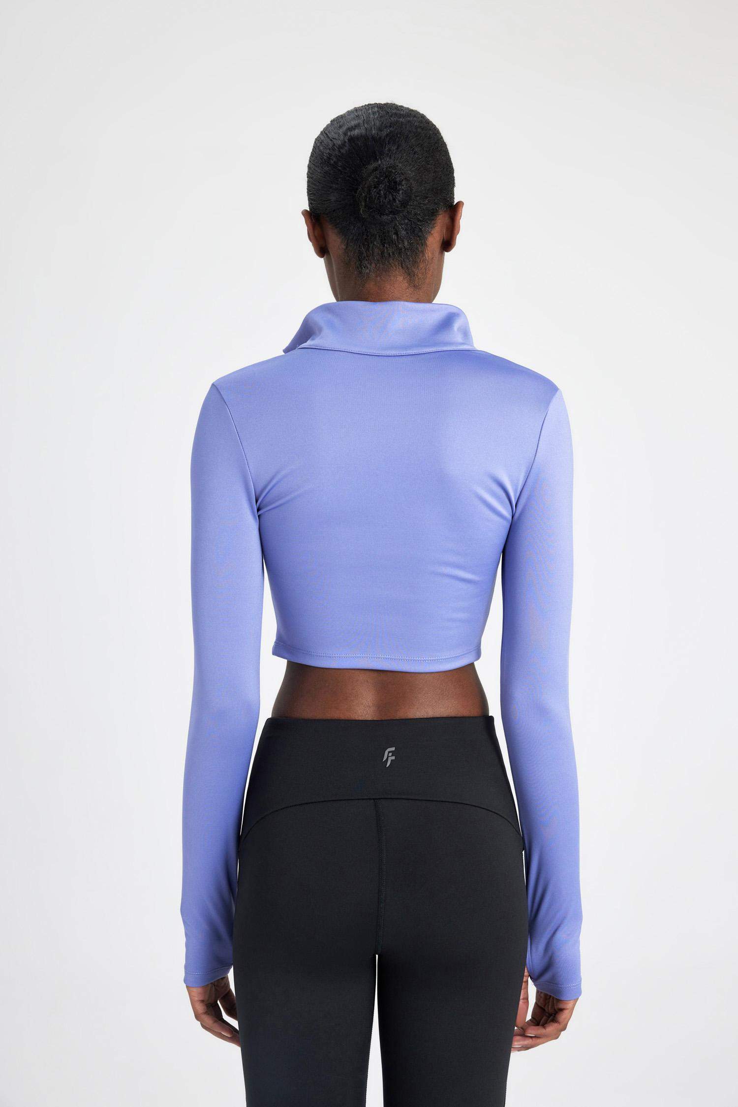 Slim Fit Zippered High Collar T-Shirt