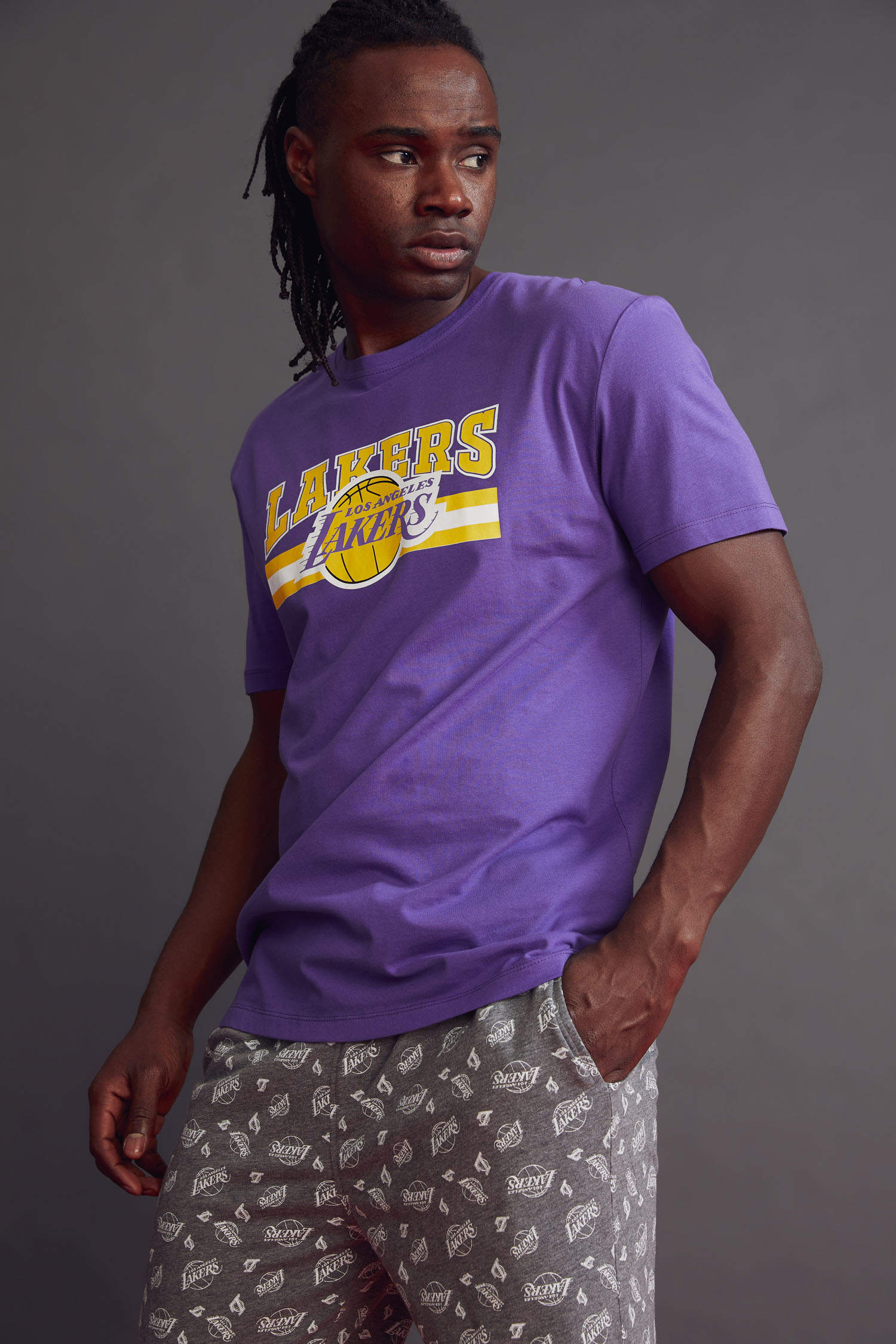 Defacto NBA Los Angeles Lakers Lisanslı Regular Fit Pijama Takımı. 3