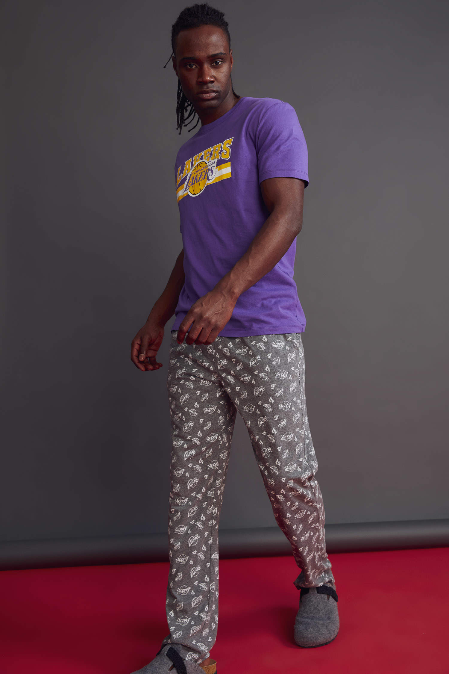 Defacto NBA Los Angeles Lakers Lisanslı Regular Fit Pijama Takımı. 1