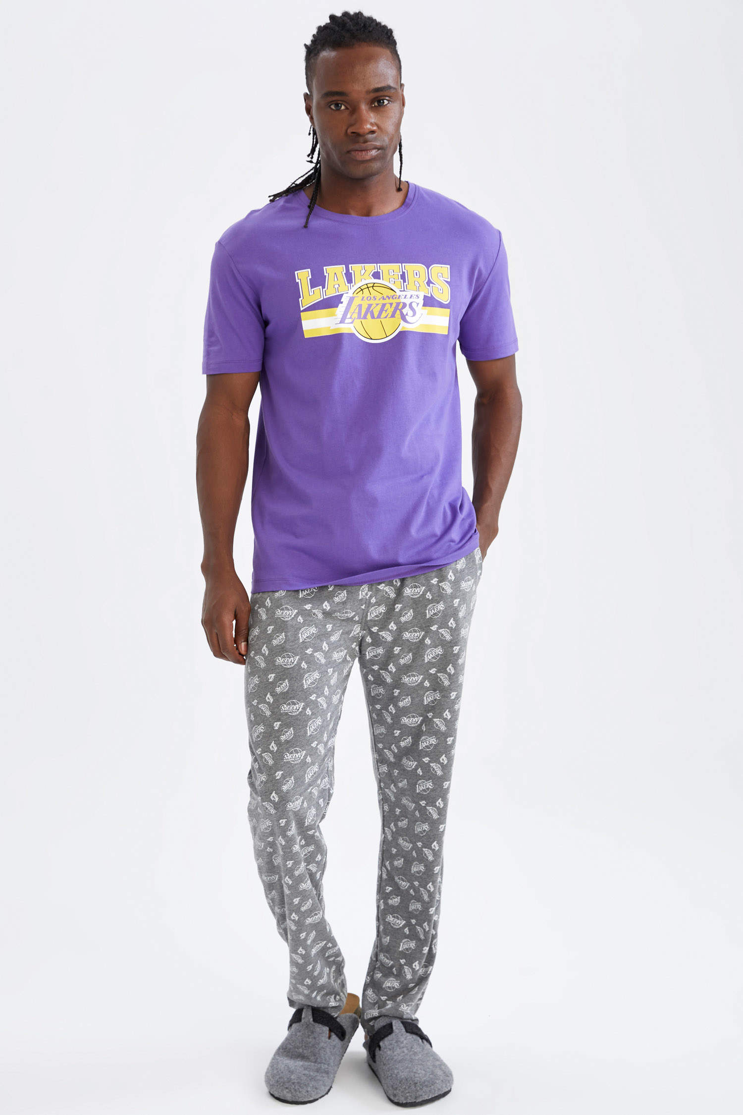 Defacto NBA Los Angeles Lakers Lisanslı Regular Fit Pijama Takımı. 5