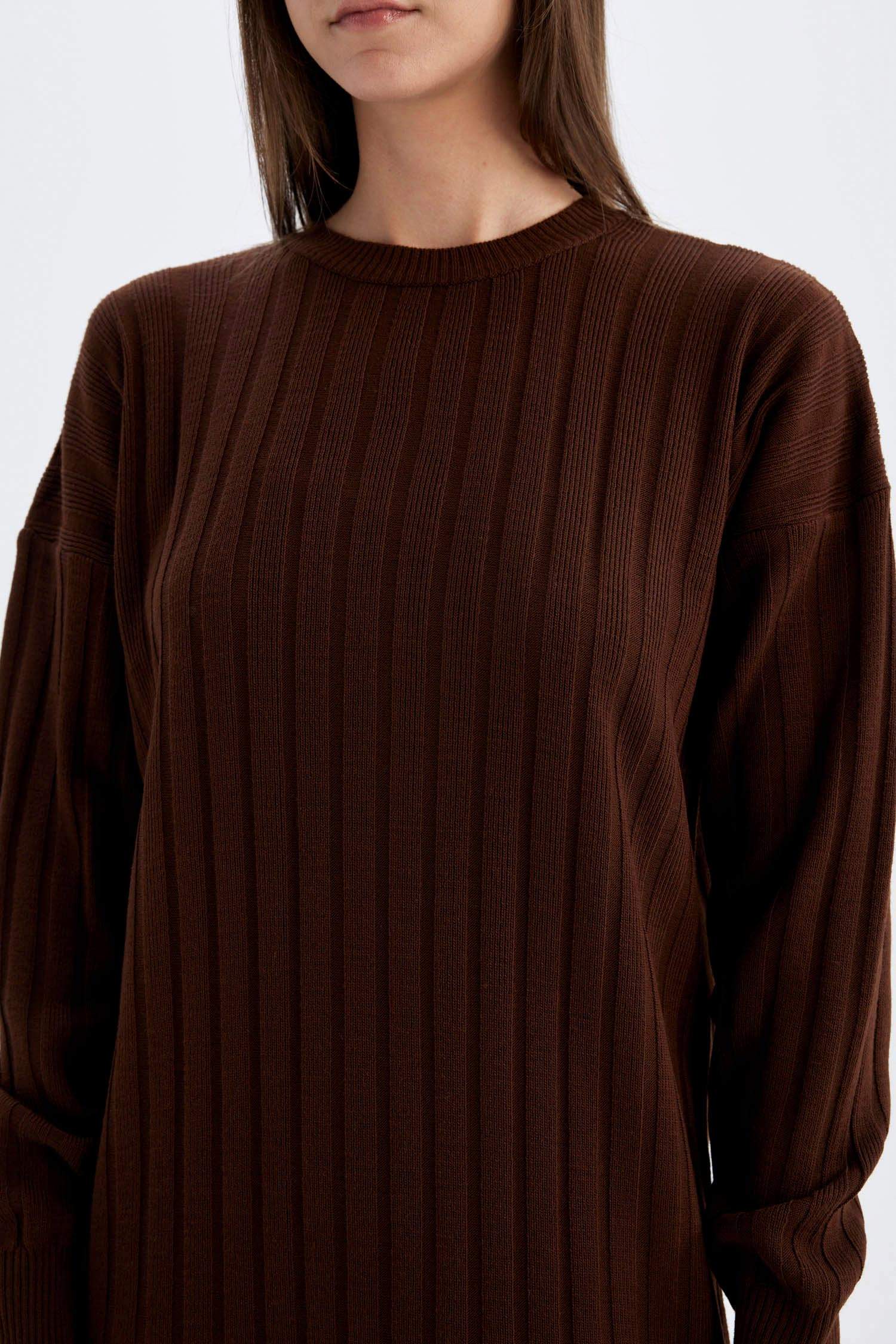 Regular Fit Yarım Balıkçı Yaka Basic Düz Uzun Kollu Triko Elbise