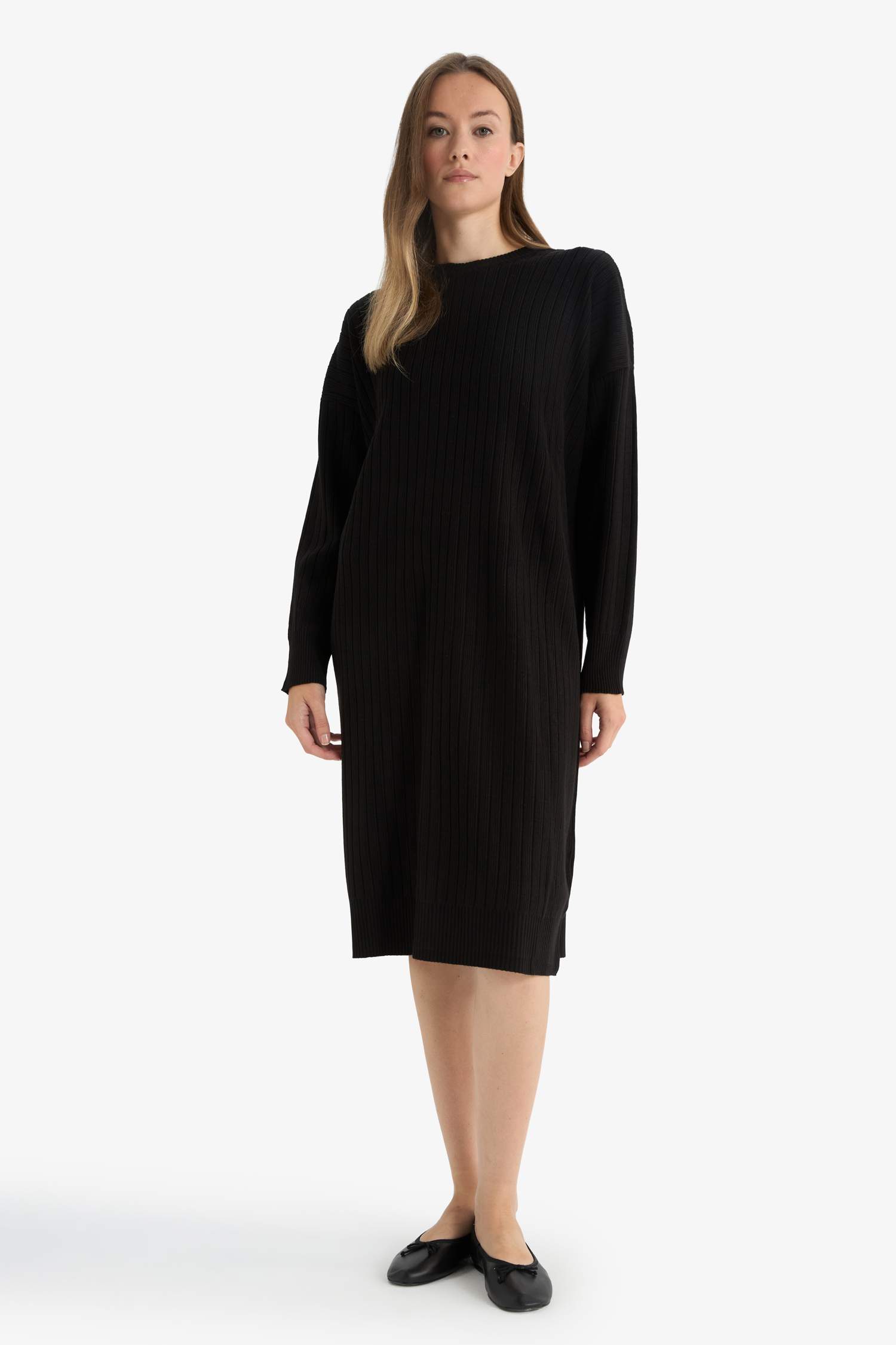 Robe à col montant manches longues Coupe régulière