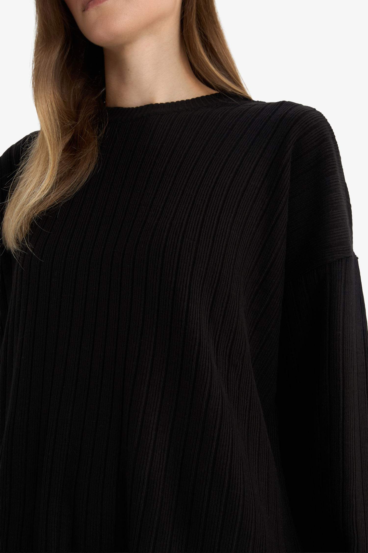 Regular Fit Half Turtleneck Long Sleeve Midi Dress