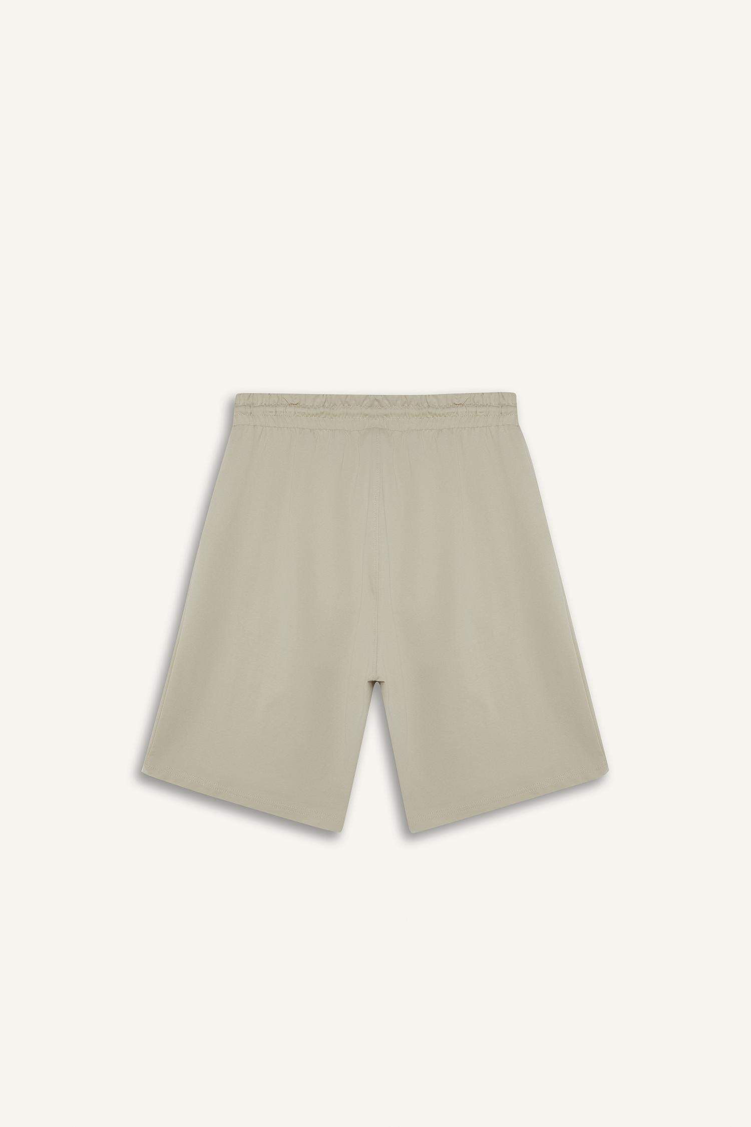 Slim Fit Dar Kesim Cepli Pamuklu Basic Düz Bermuda Şort