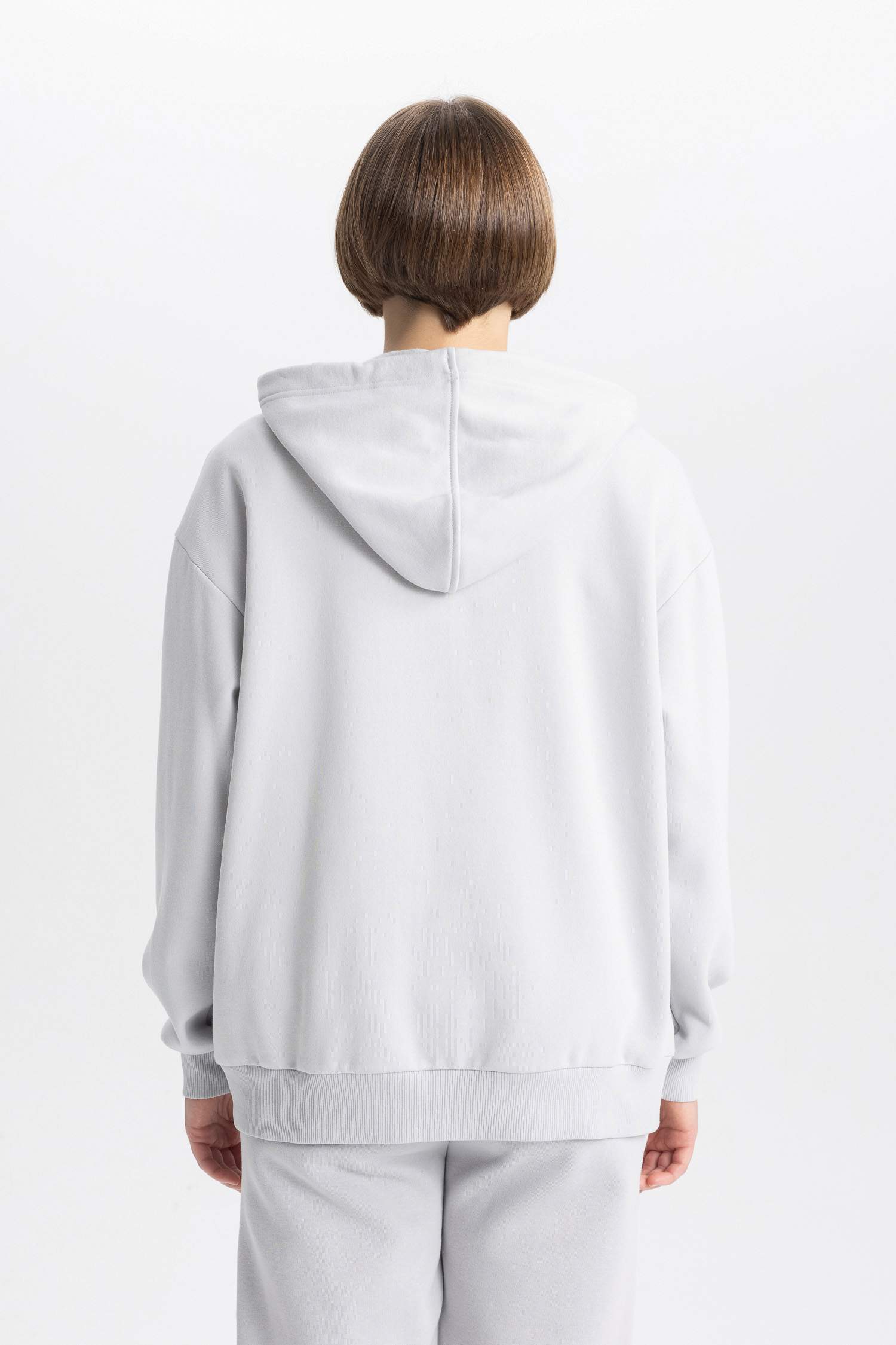 Relax Fit Kapüşonlu Kanguru Cepli Kalın Basic Düz Sweatshirt