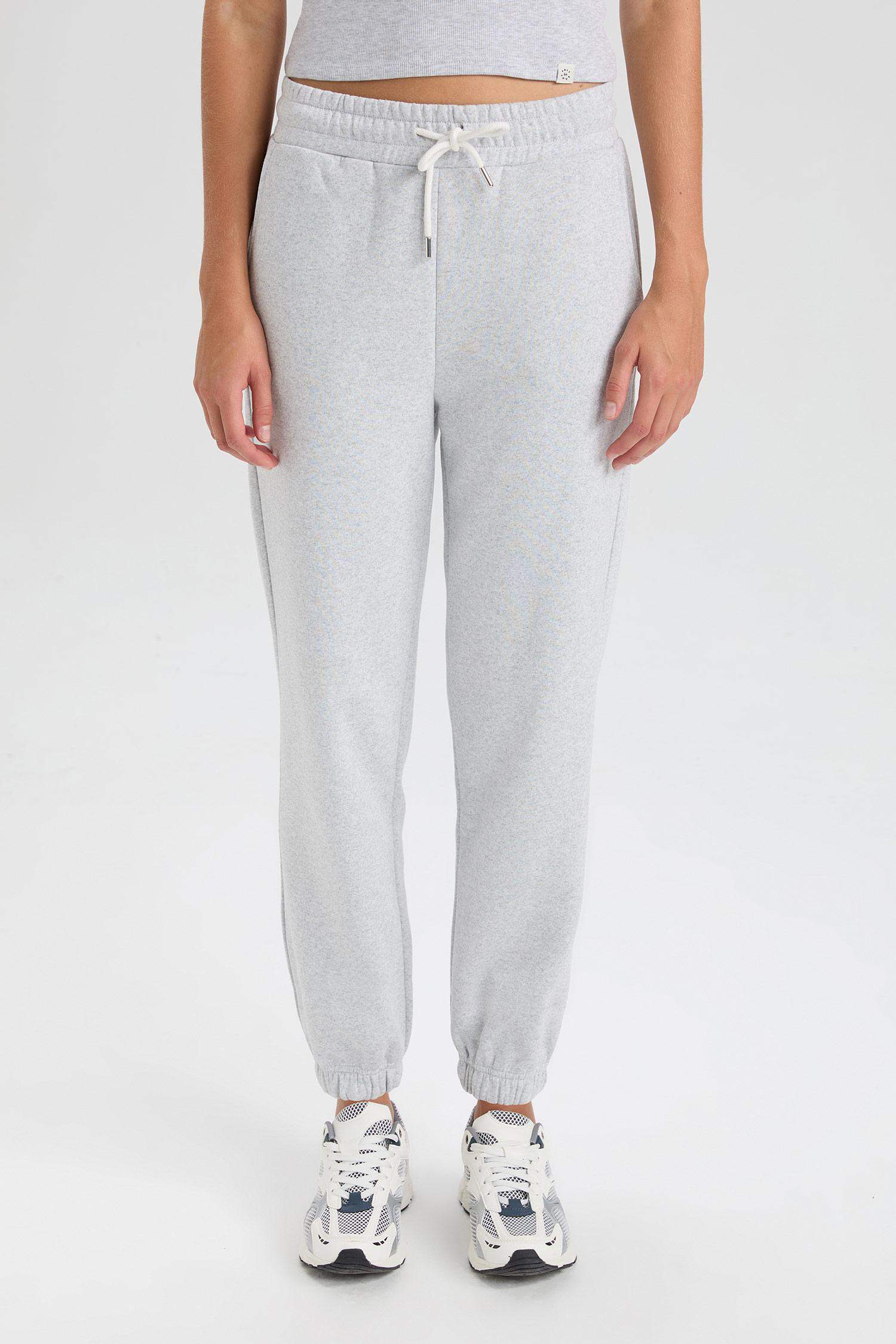 Kalın Jogger Eşofman Altı Beli Paçası Lastikli Bağcıklı Basic Düz Cepli