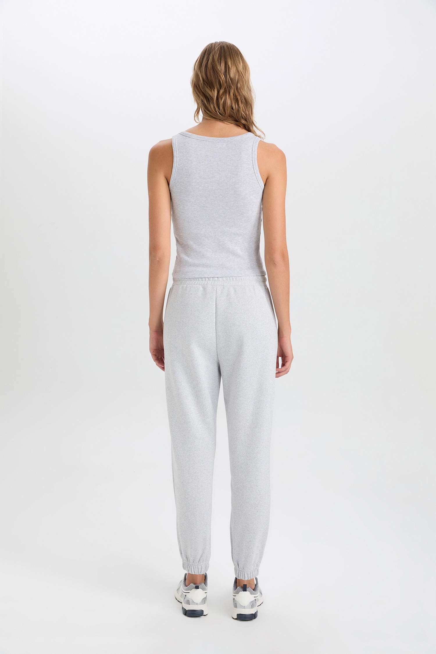 Kalın Jogger Eşofman Altı Beli Paçası Lastikli Bağcıklı Basic Düz Cepli