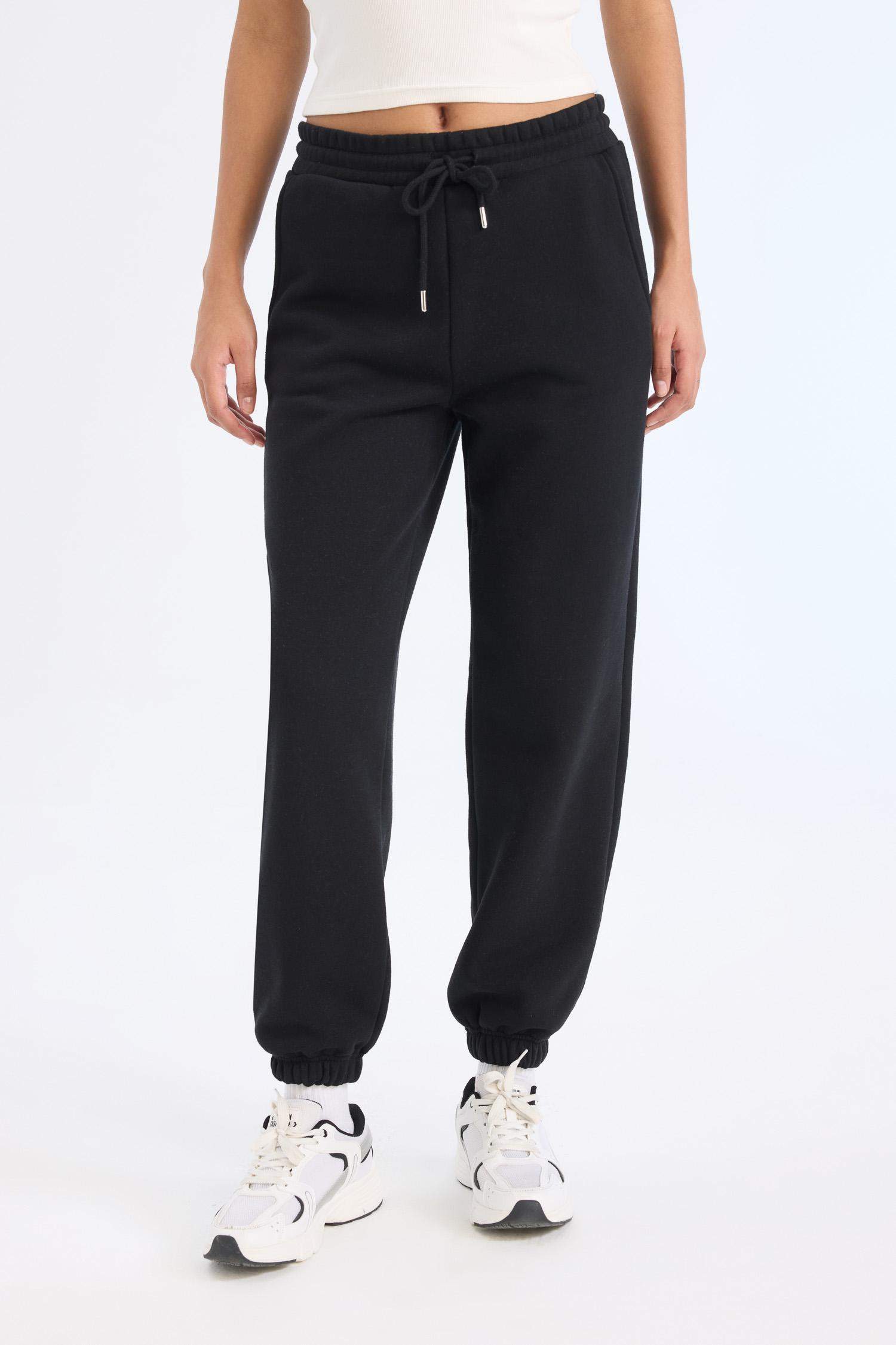 Kalın Jogger Eşofman Altı Beli Paçası Lastikli Bağcıklı Basic Düz Cepli  