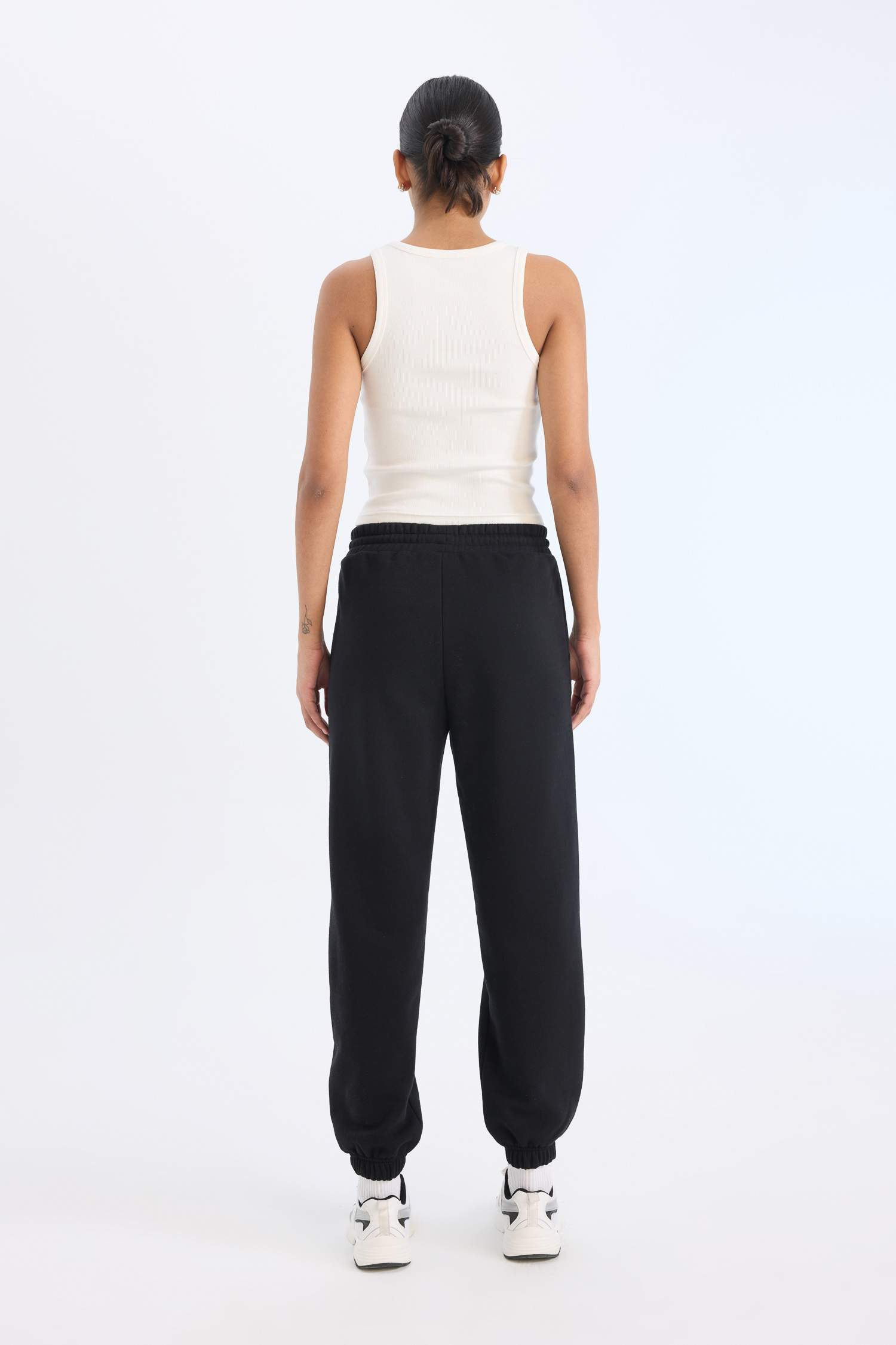 Kalın Jogger Eşofman Altı Beli Paçası Lastikli Bağcıklı Basic Düz Cepli  