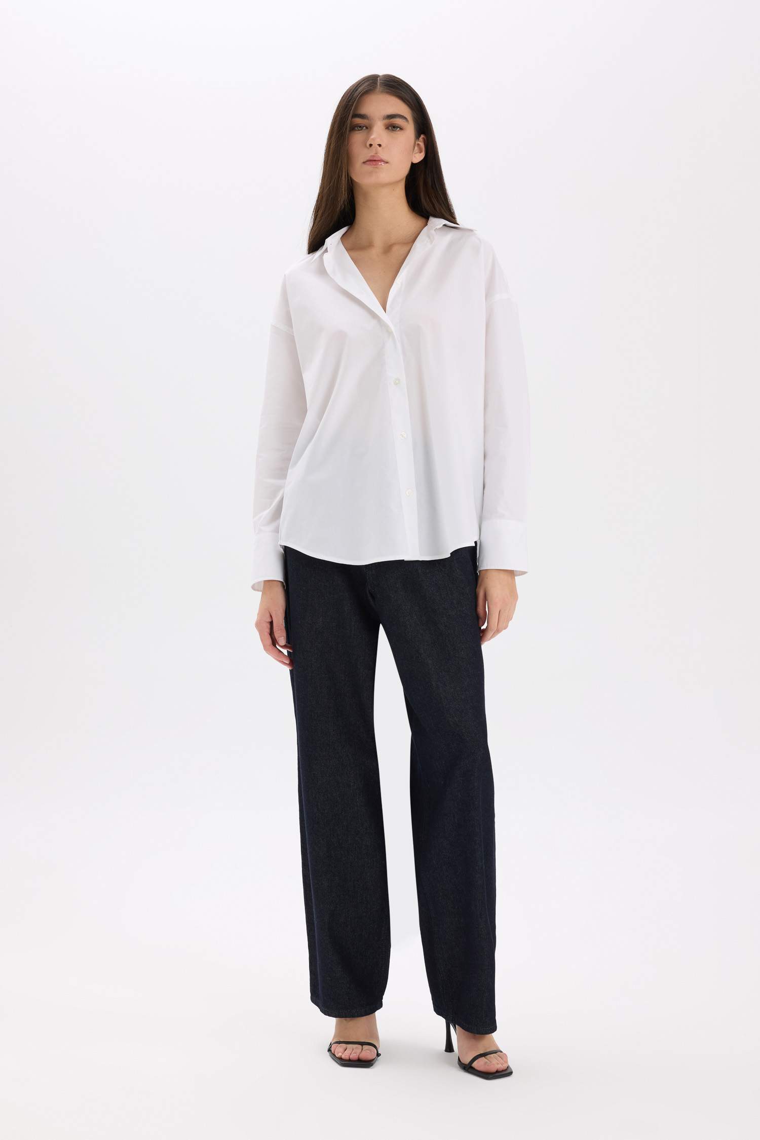 قميص ردن طويل بوبلين اوفر سايز بياخة قميص