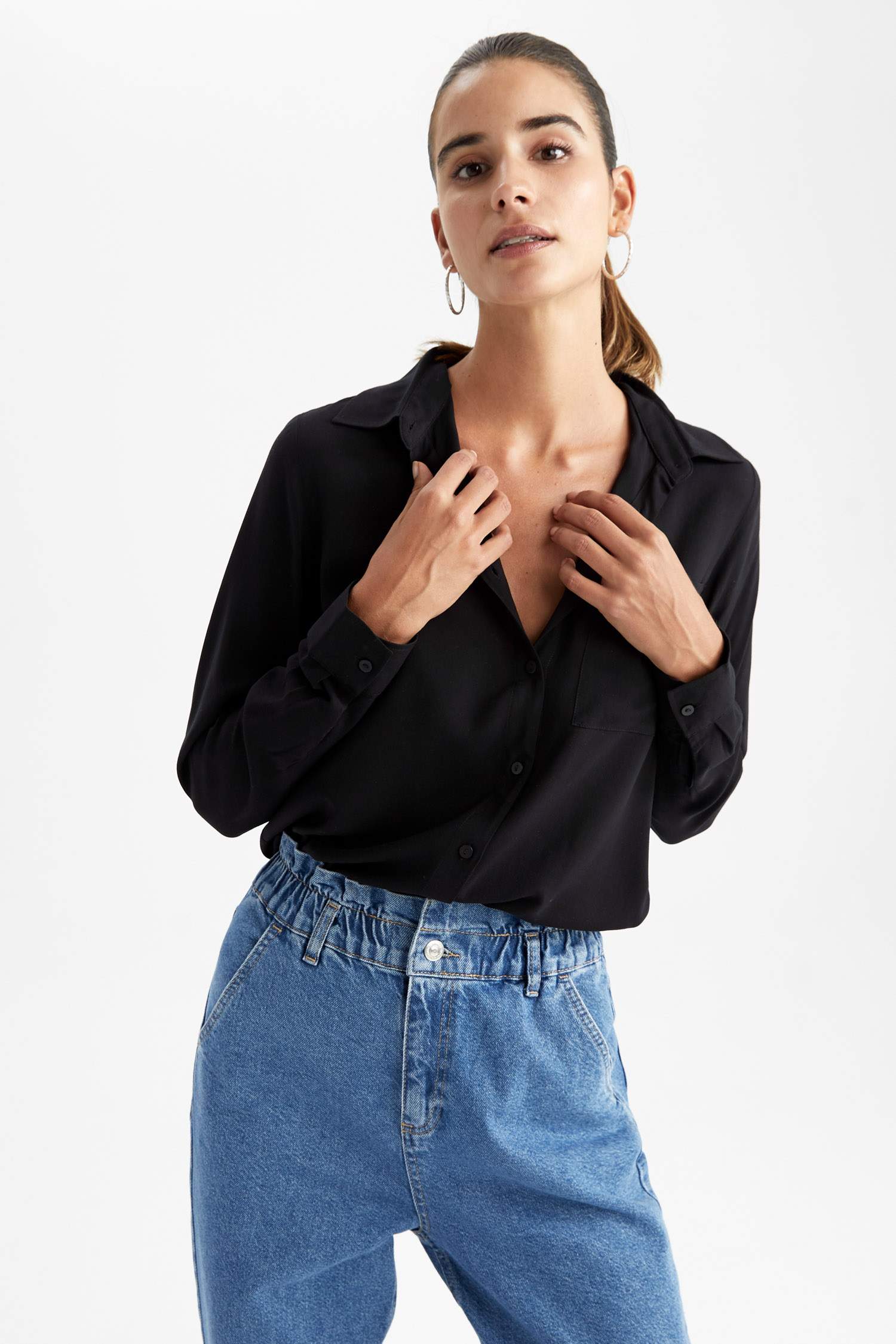 Regular Fit Shirt Collar Long Sleeve Shirt