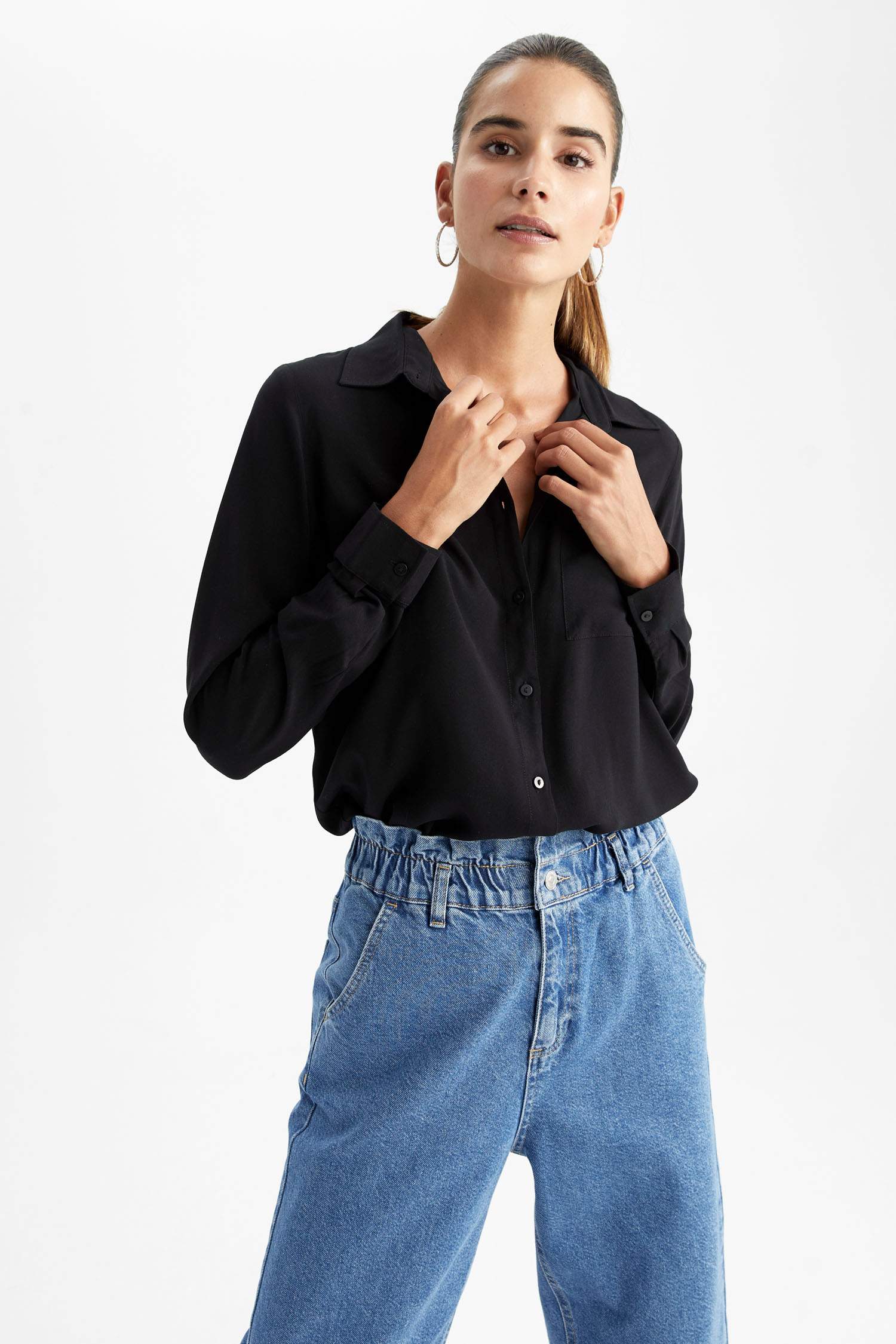 Regular Fit Shirt Collar Long Sleeve Shirt