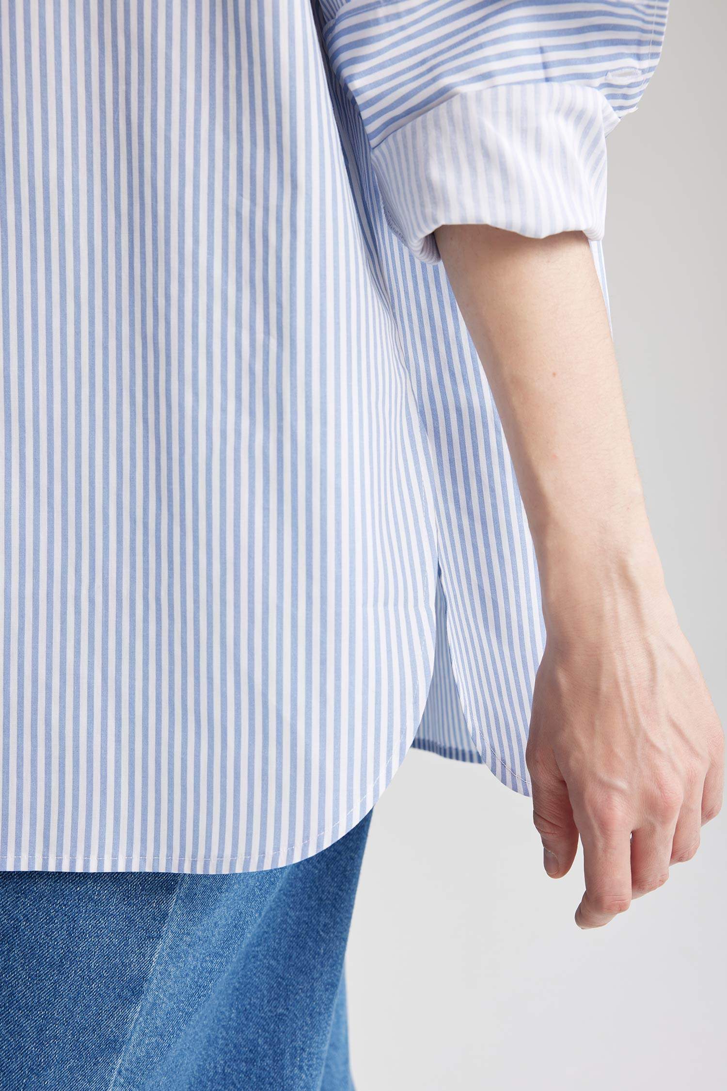 تونيك كم طويل بوبلين واسع برقبة قميص