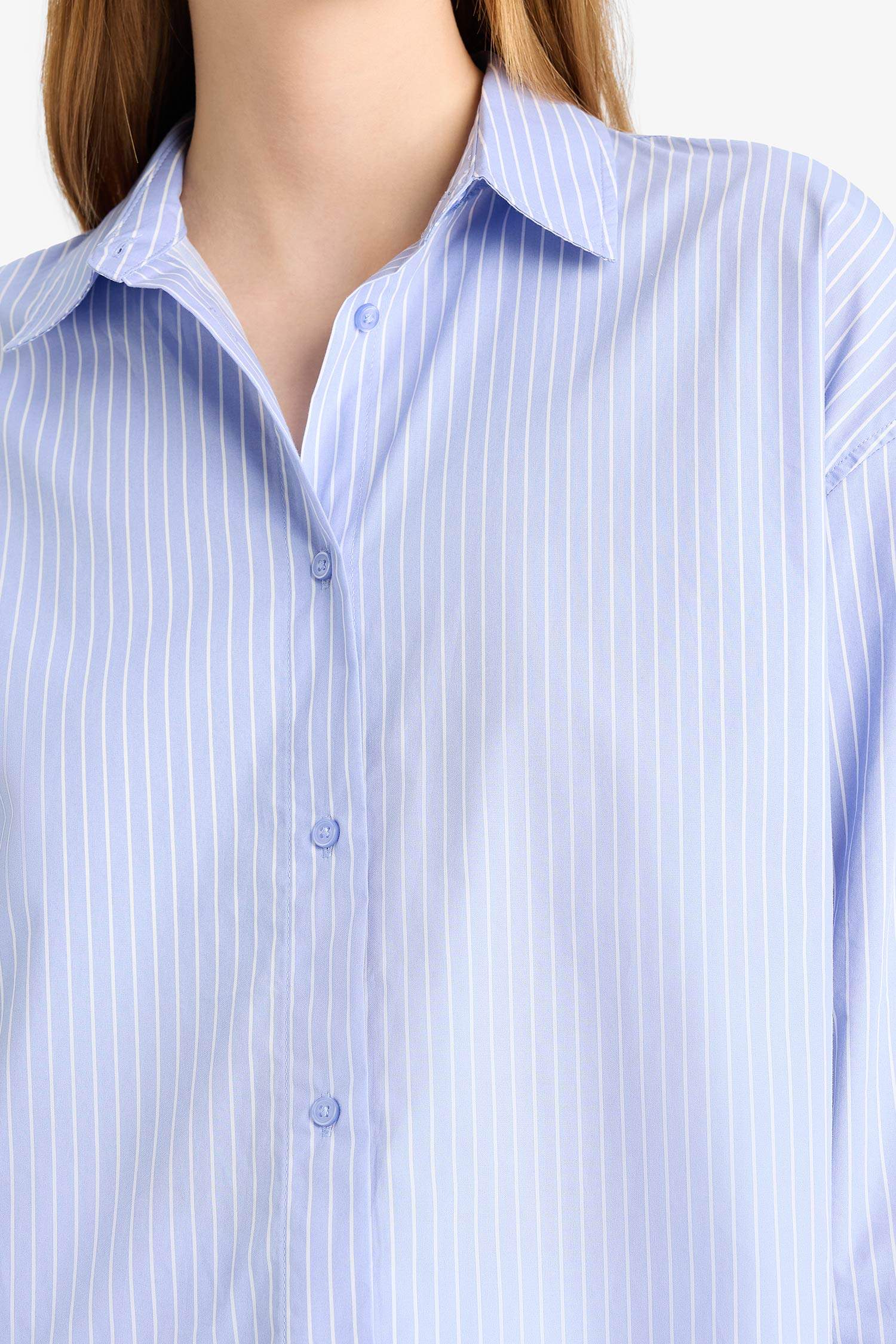 Oversize Fit Shirt Collar Poplin Long Sleeve Shirt