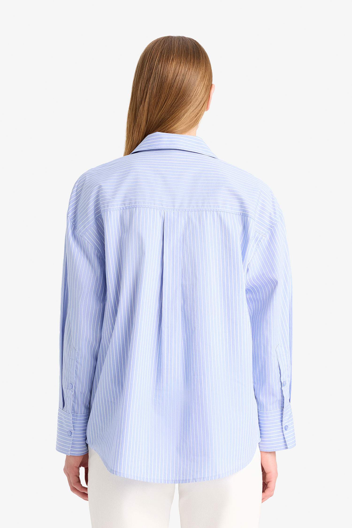 Oversize Fit Shirt Collar Poplin Long Sleeve Shirt
